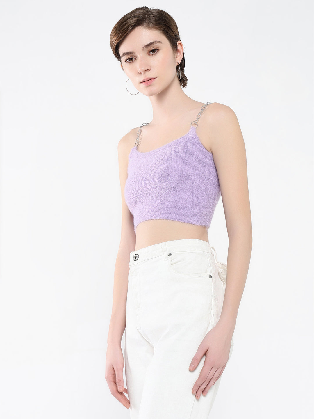 Women Solid Purple Top