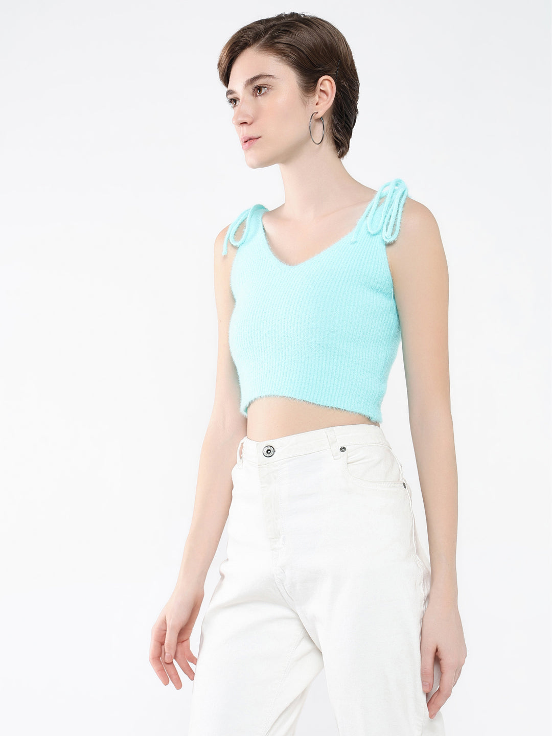 Women Solid Sea Green Top