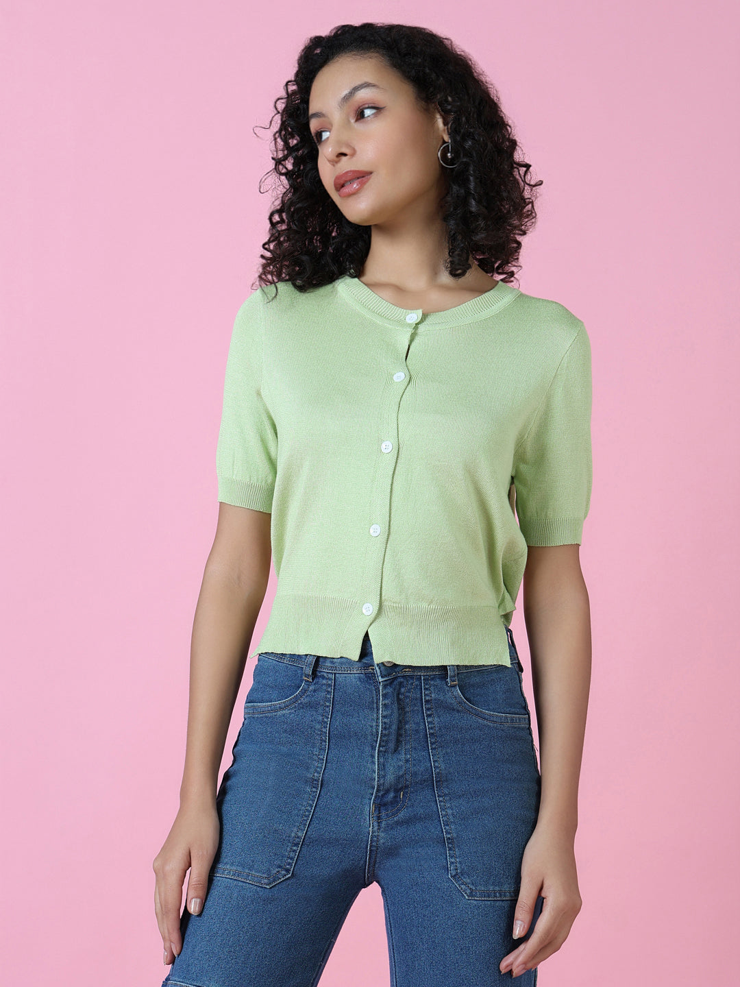 Women Green Solid Styled Back Top