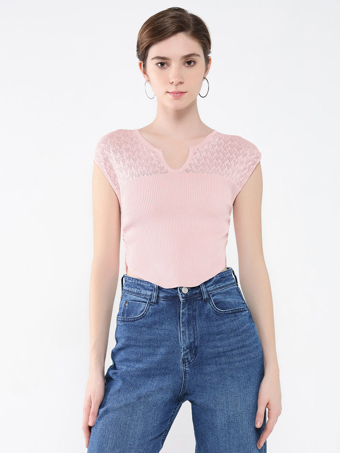 Women Solid Pink Top