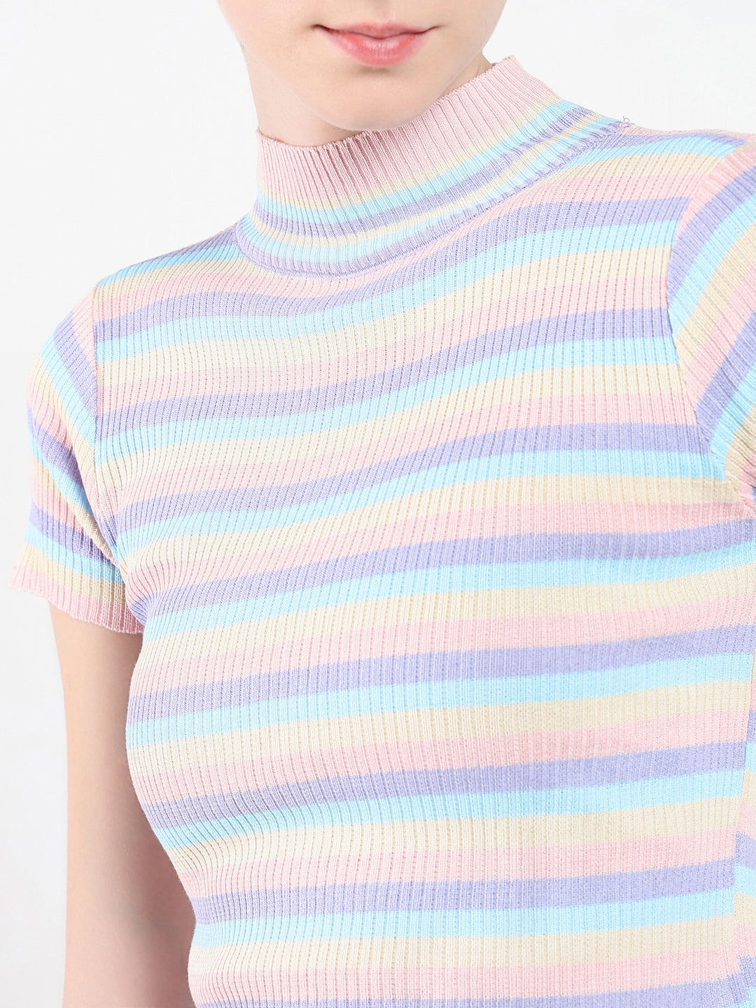 Women Striped Blue Top