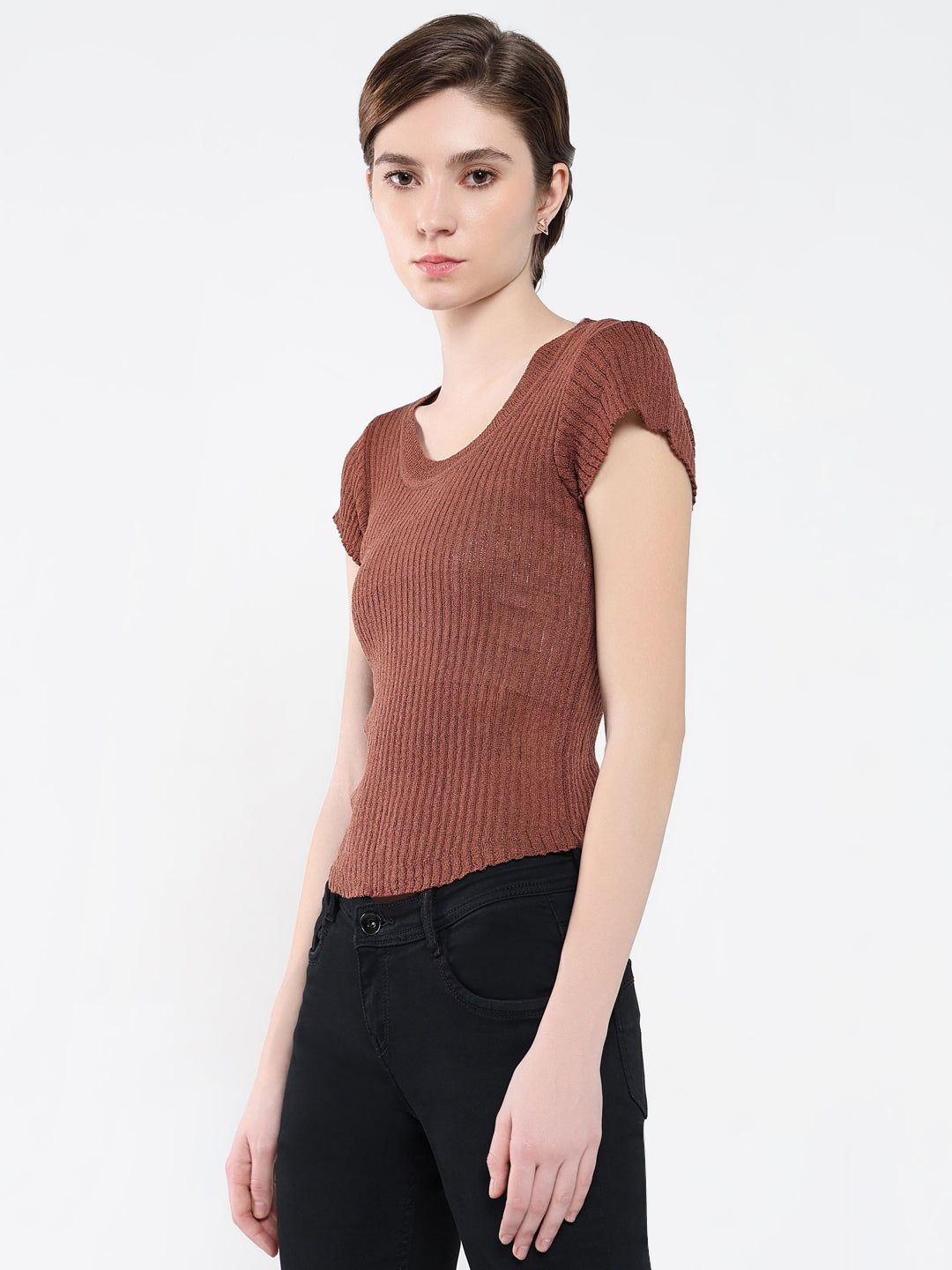 Women Solid Brown Top