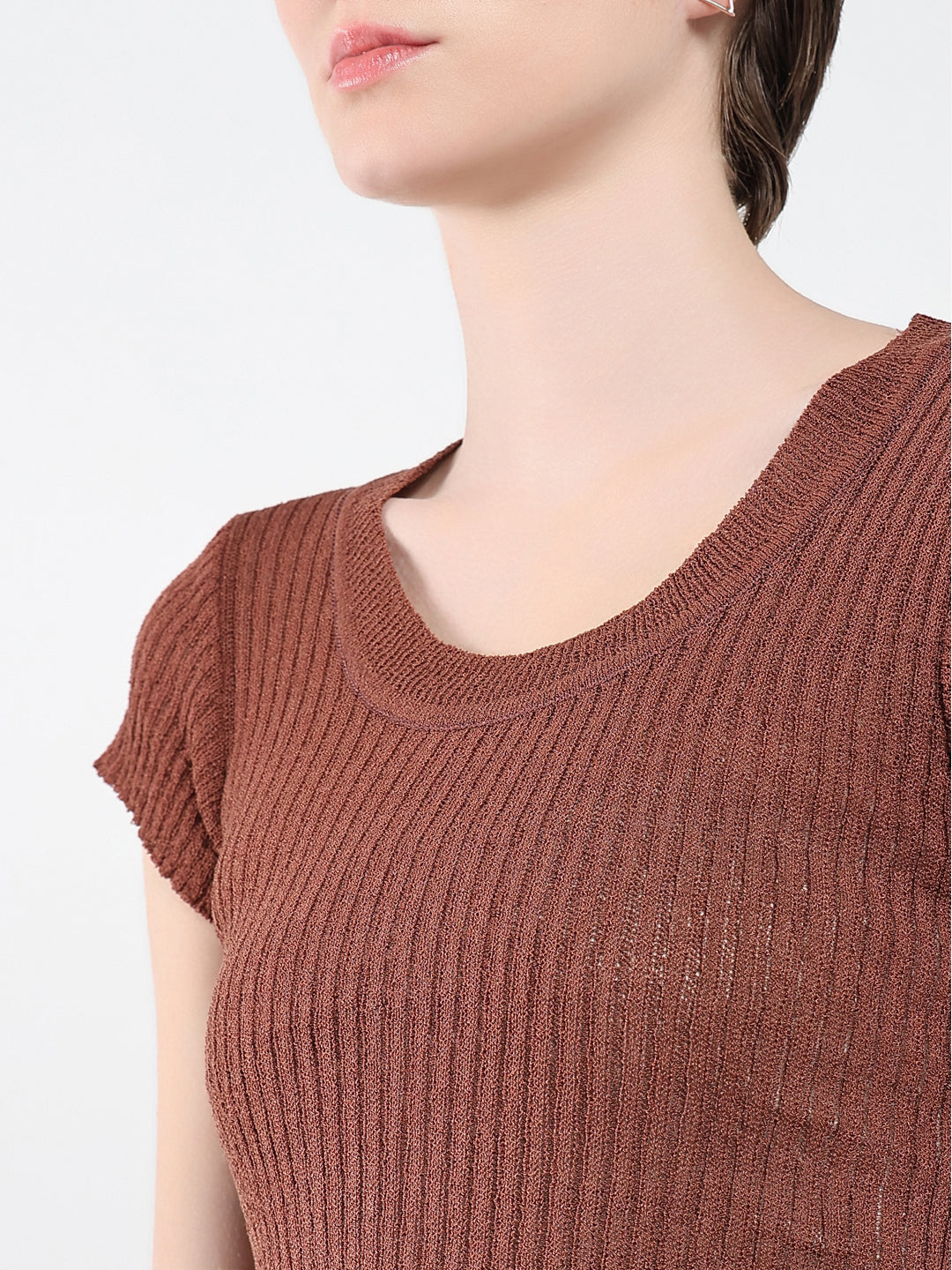 Women Solid Brown Top