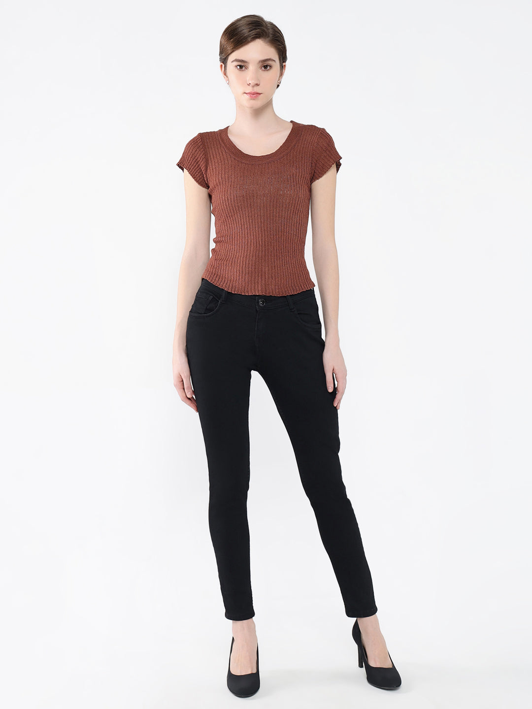 Women Solid Brown Top