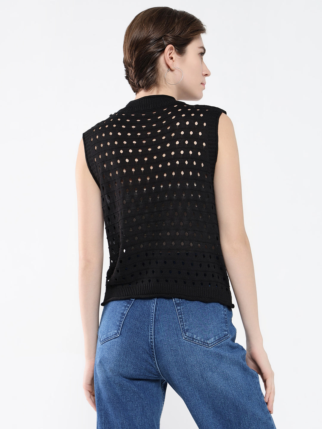 Women Solid Black Top