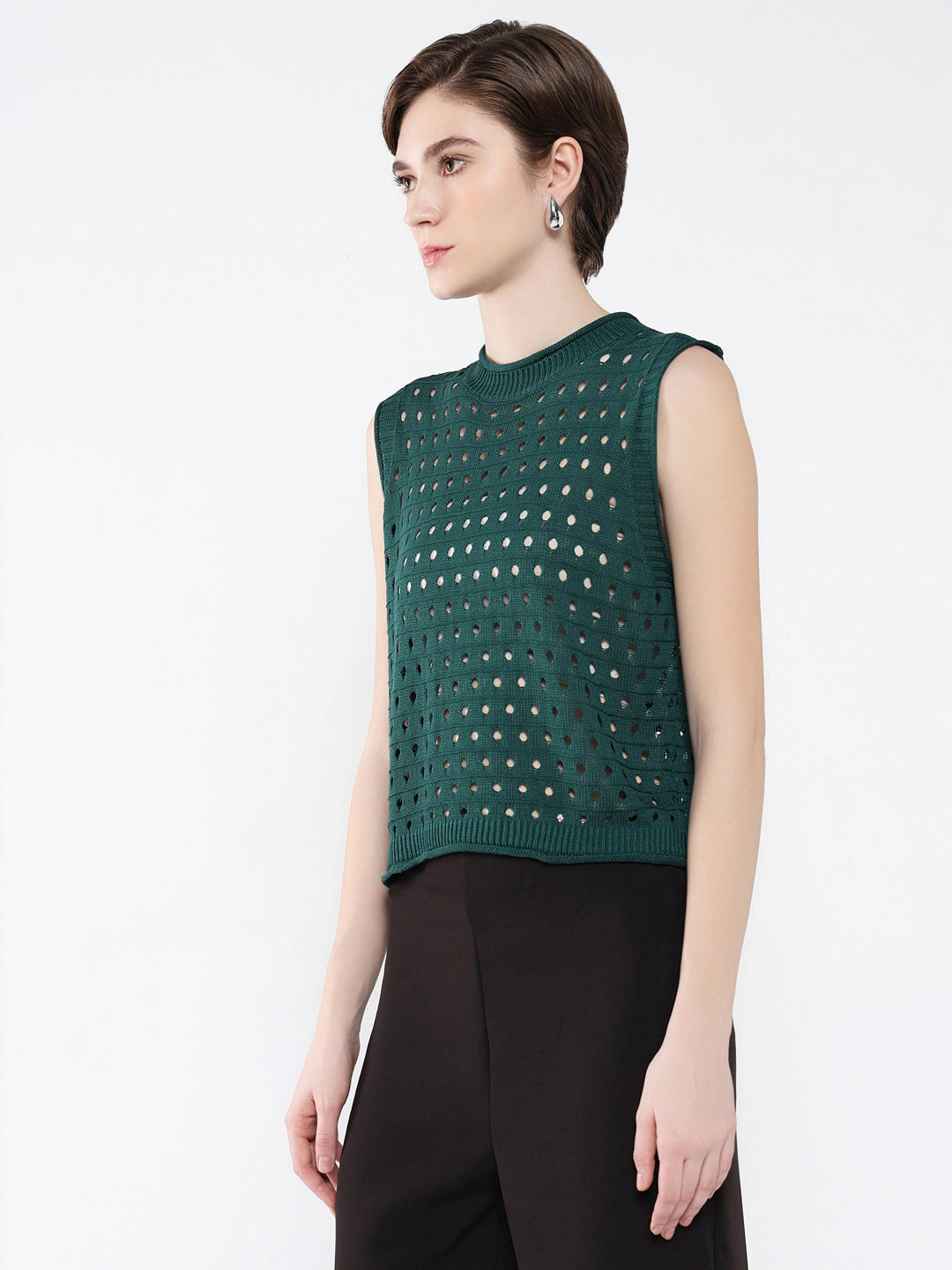 Women Solid Green Top