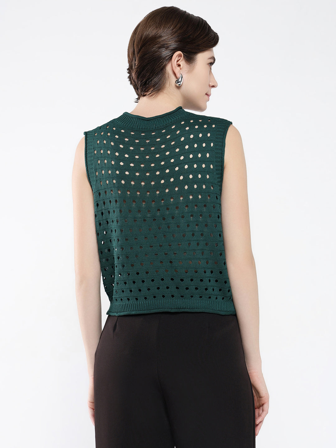 Women Solid Green Top