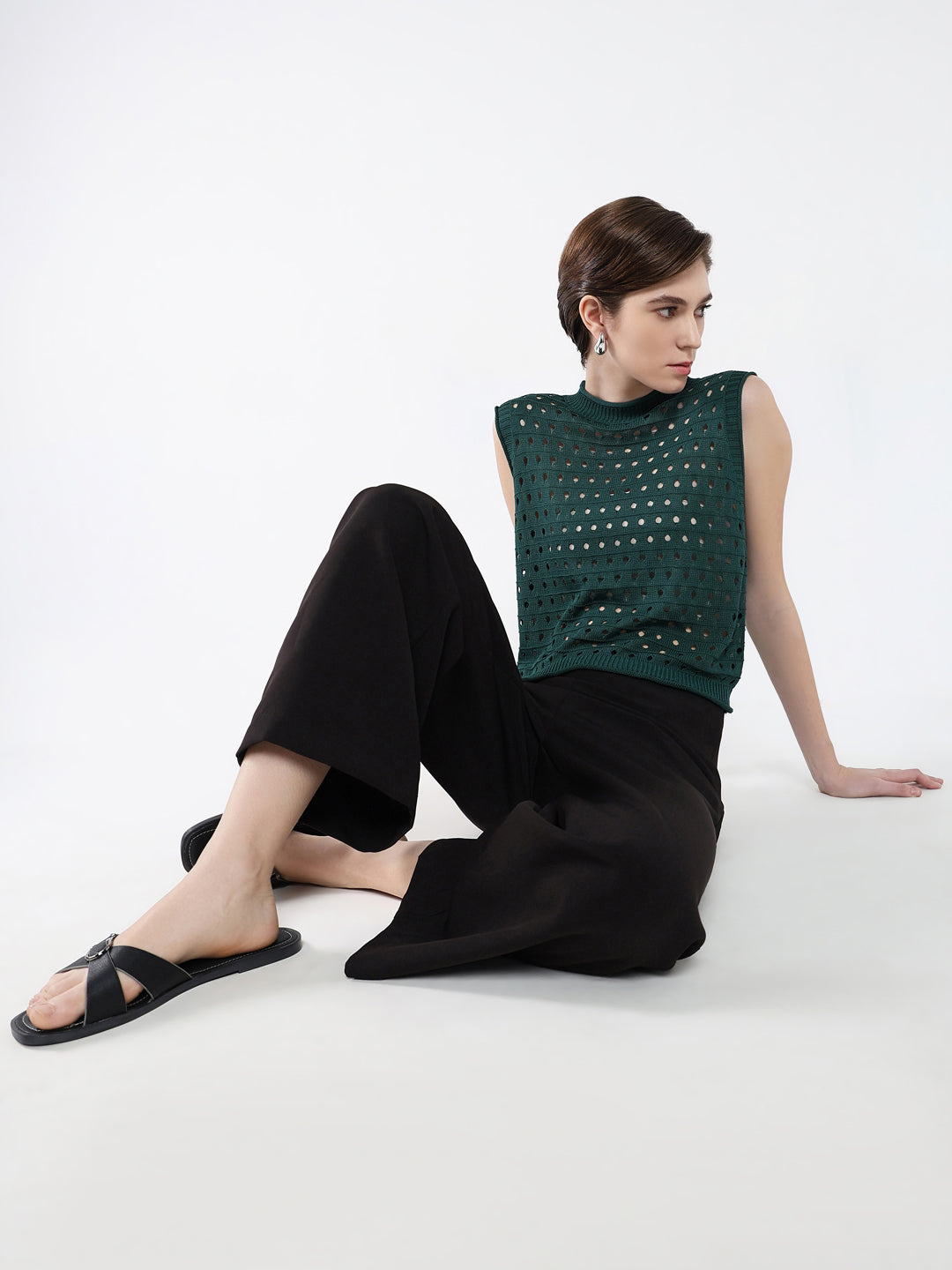 Women Solid Green Top