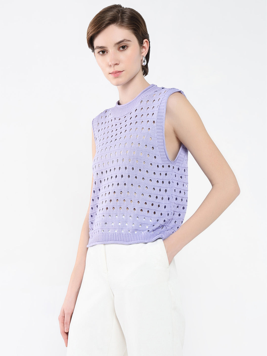 Women Solid Purple Top