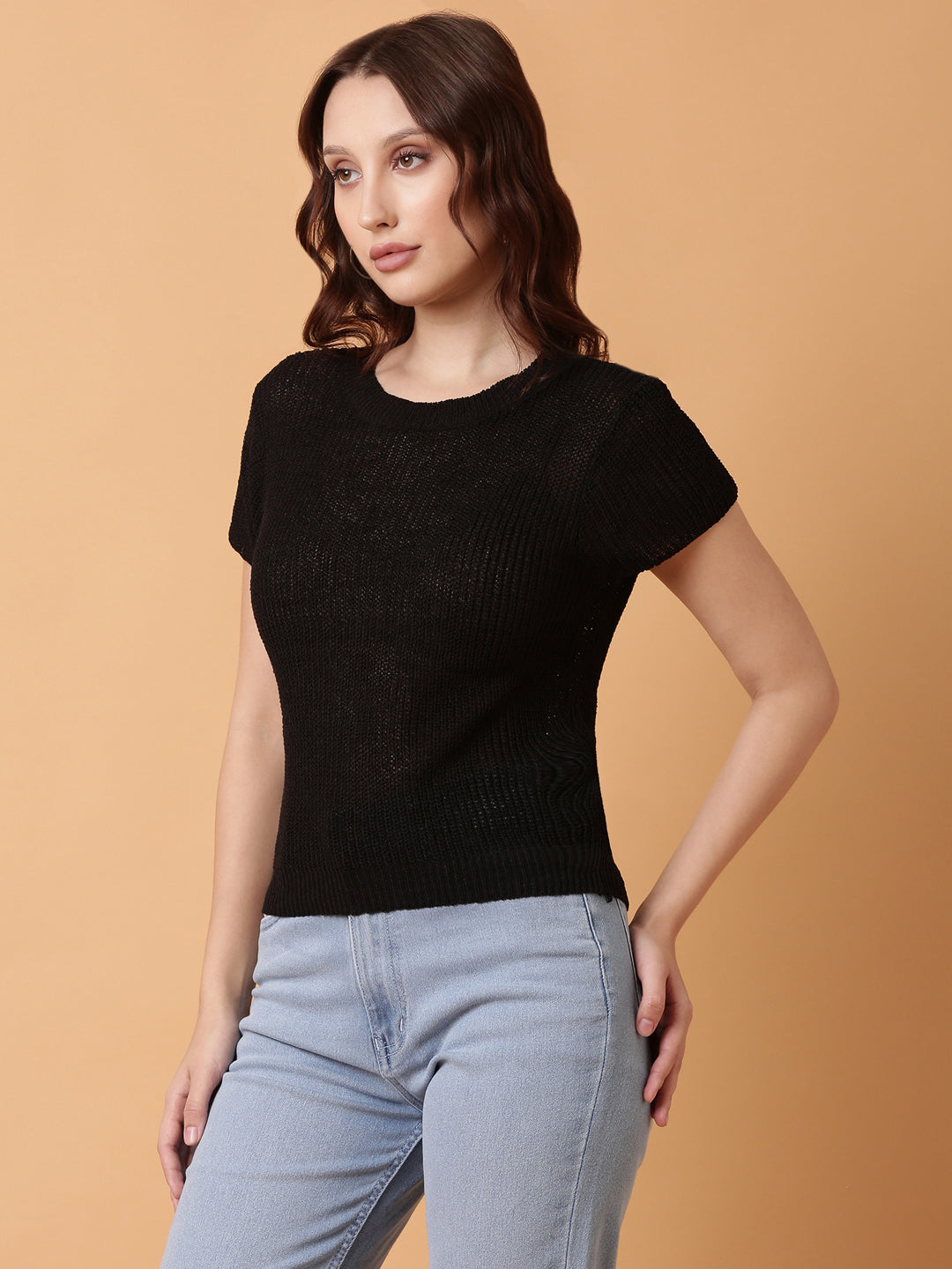 Women Black Solid Top