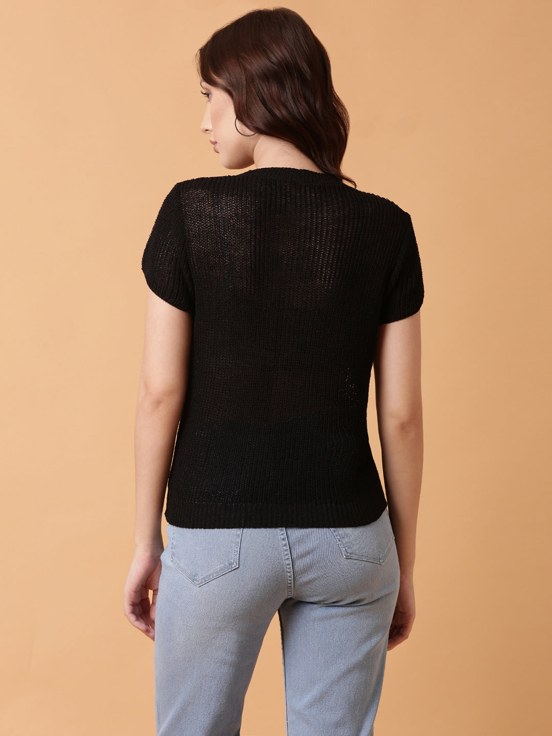 Women Black Solid Top