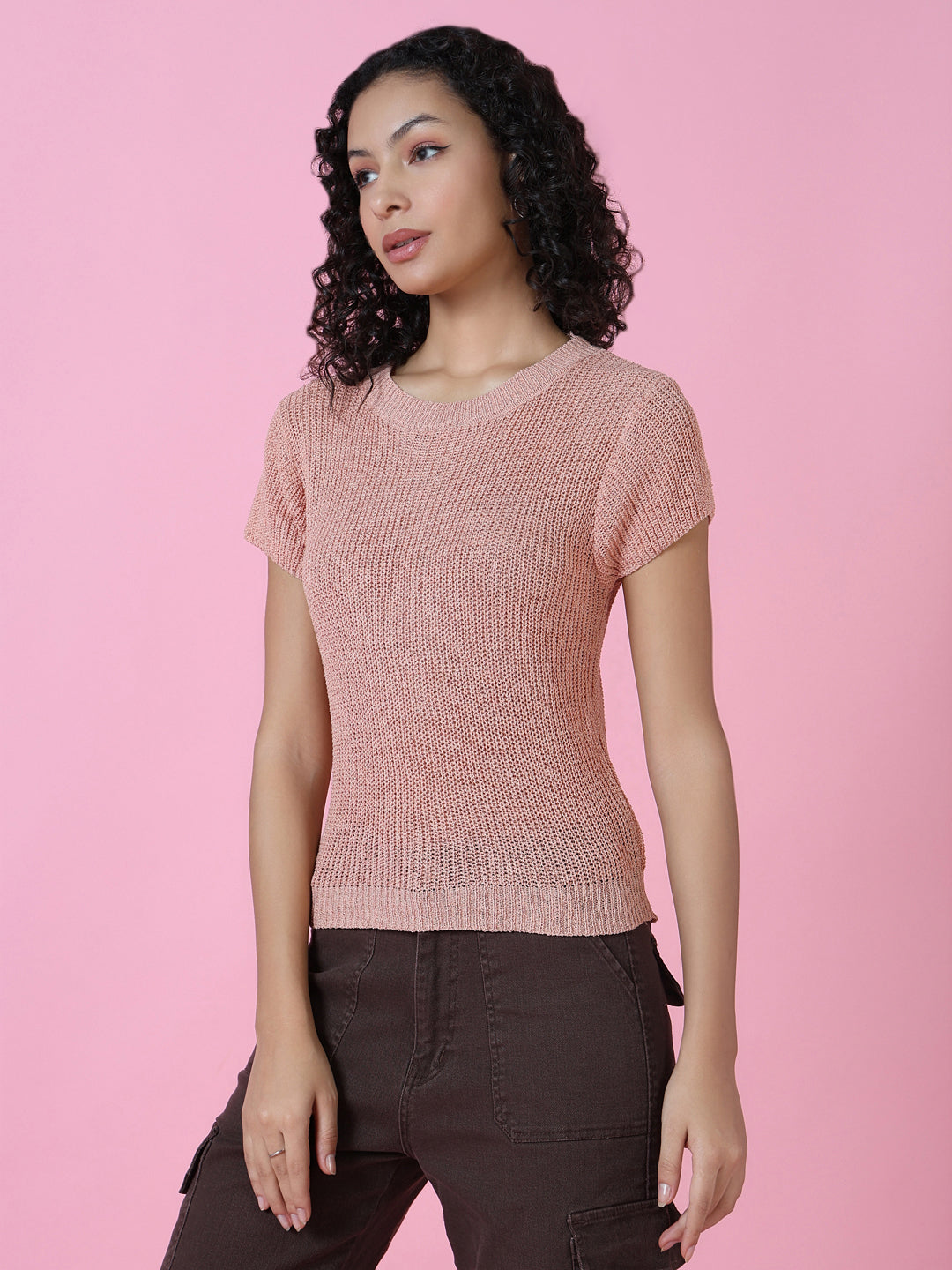 Women Peach Solid Top