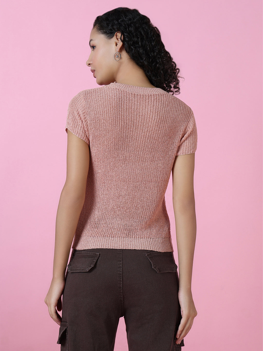 Women Peach Solid Top