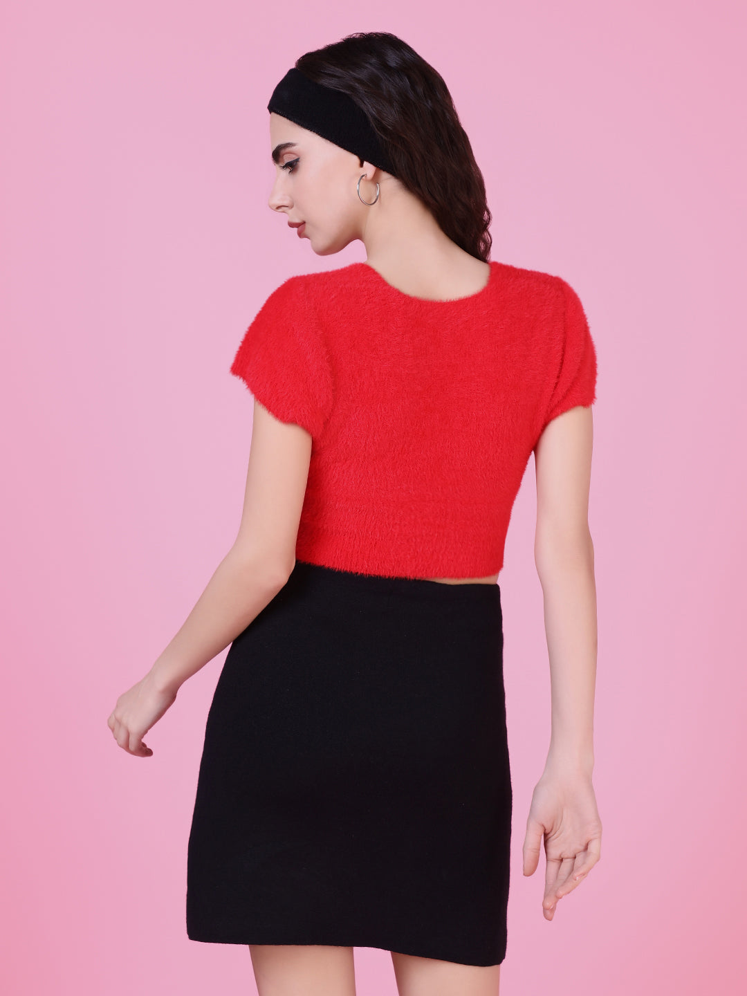 Women Red Solid Crop Top