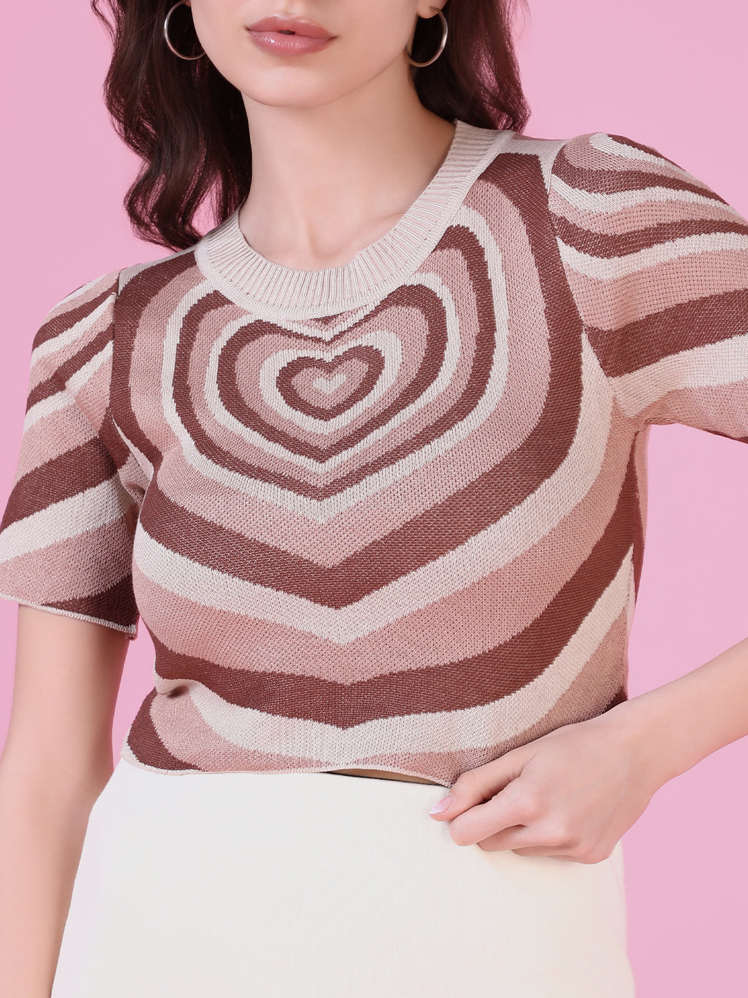 Women Brown Solid Crop Top