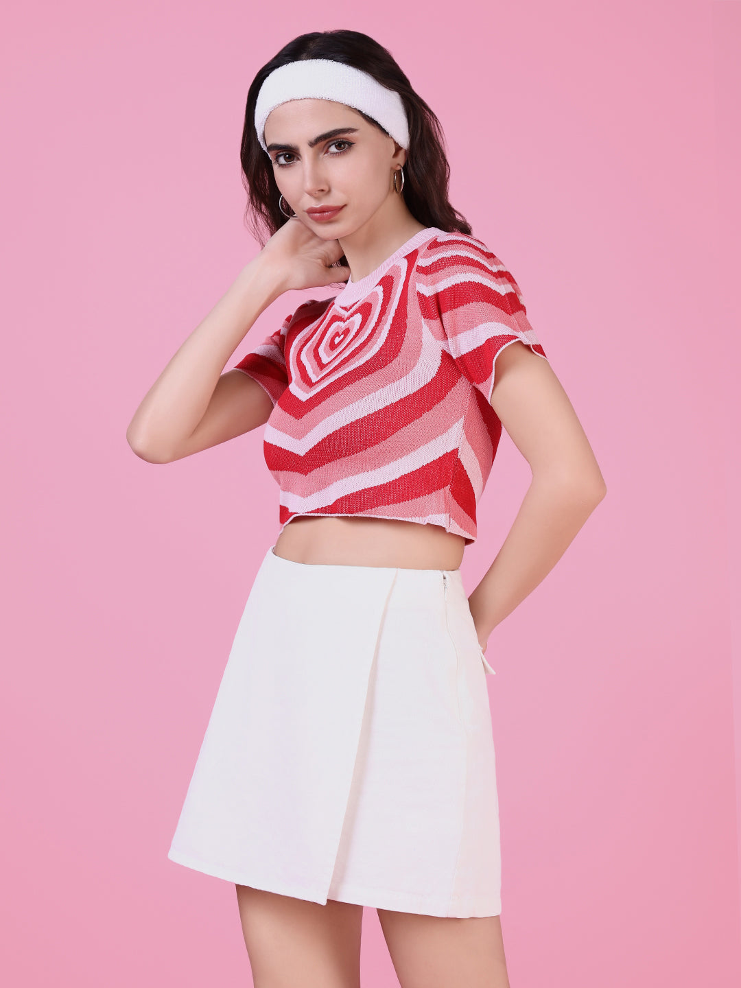 Women Peach Solid Crop Top