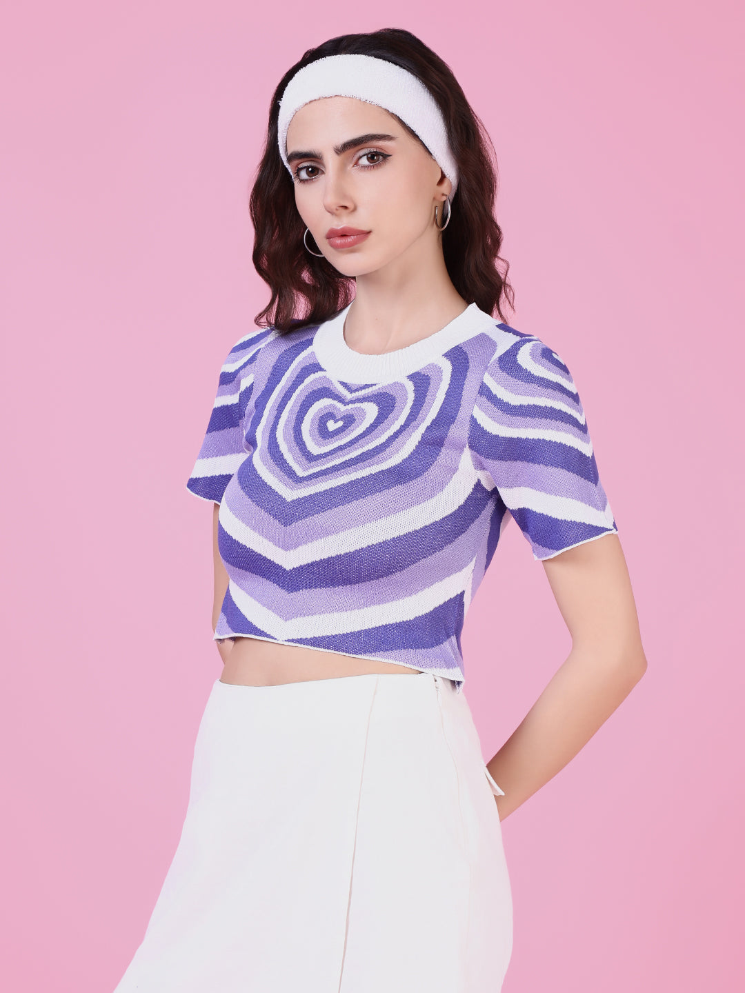 Women Violet Solid Crop Top