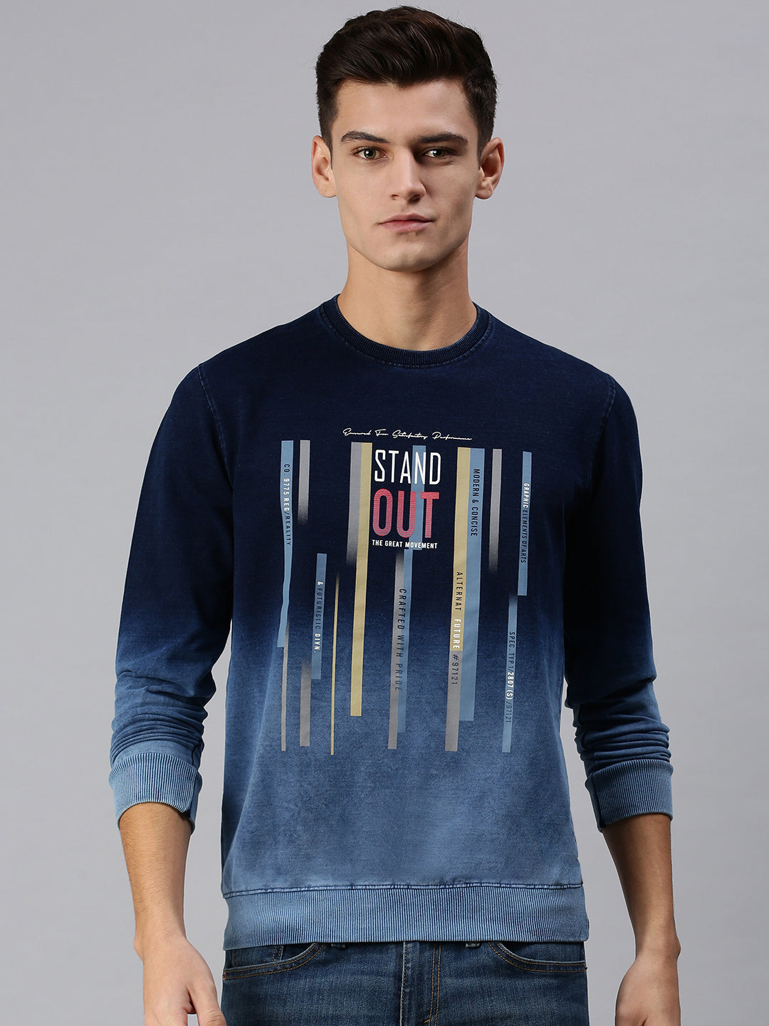 Men Solid Blue Sweatshirt