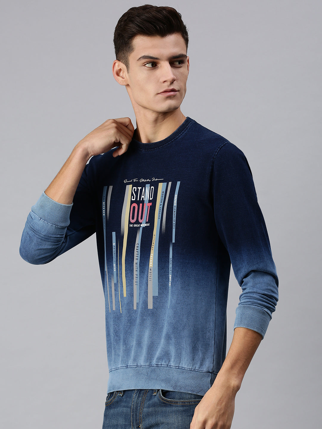 Men Solid Blue Sweatshirt