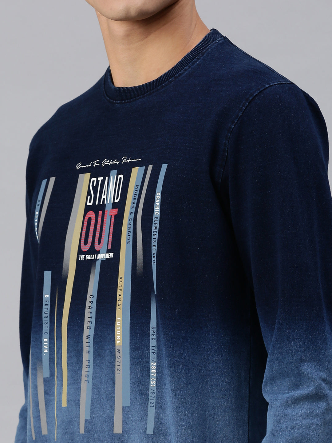 Men Solid Blue Sweatshirt