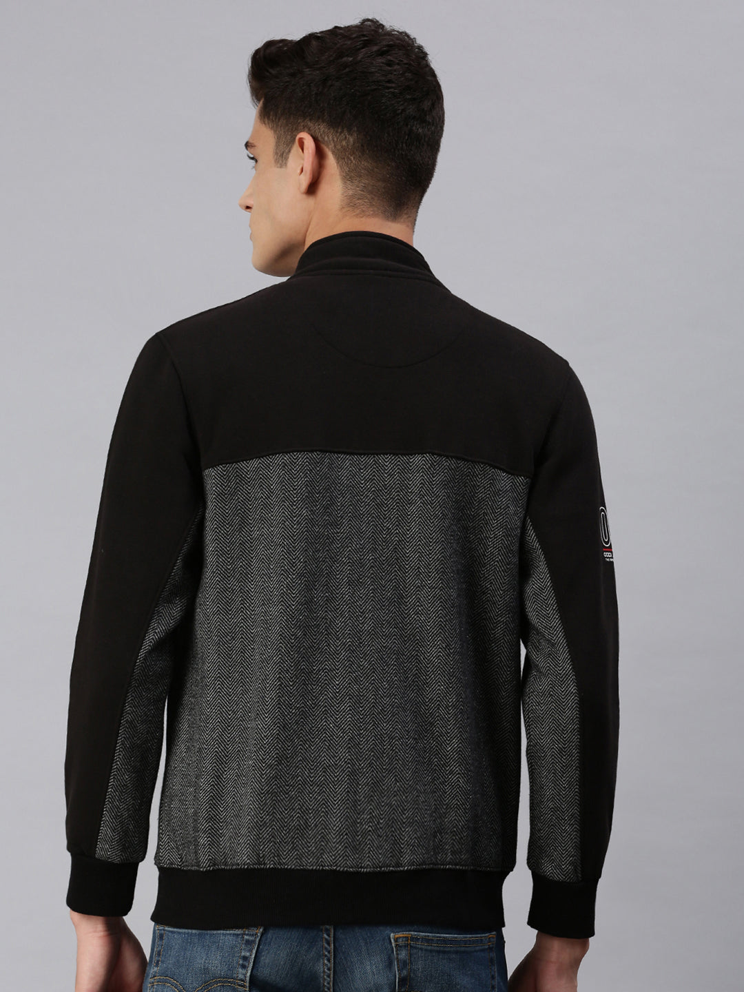 Men Colourblocked Grey Pullover