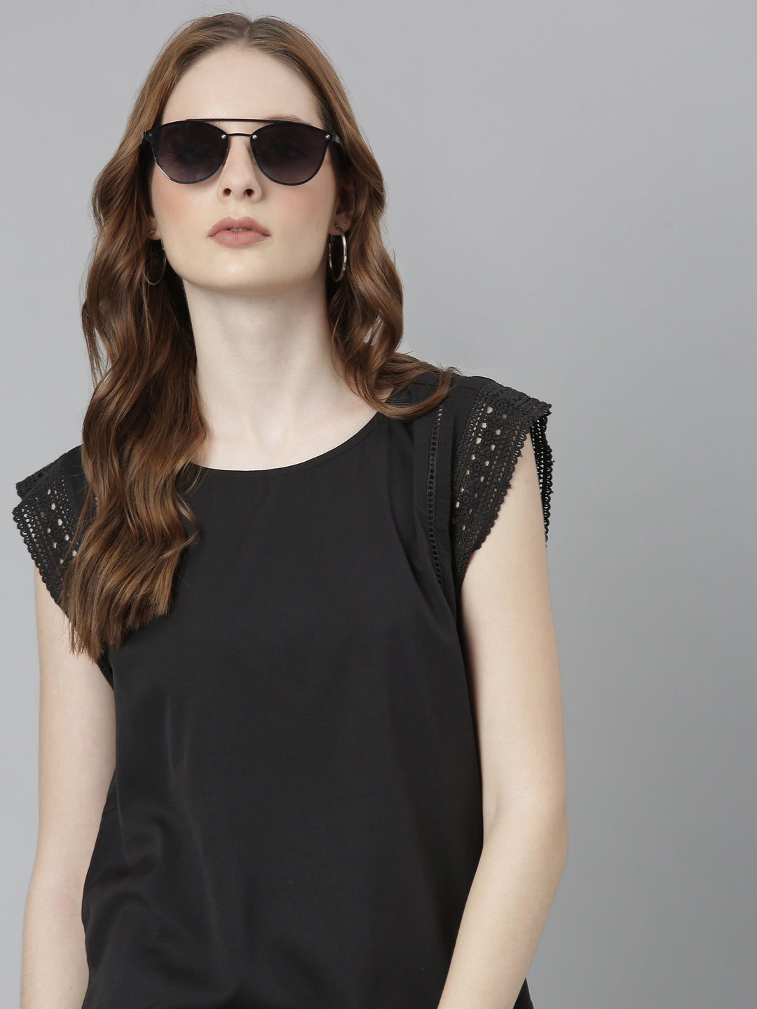 Women Black Solid Regular Top