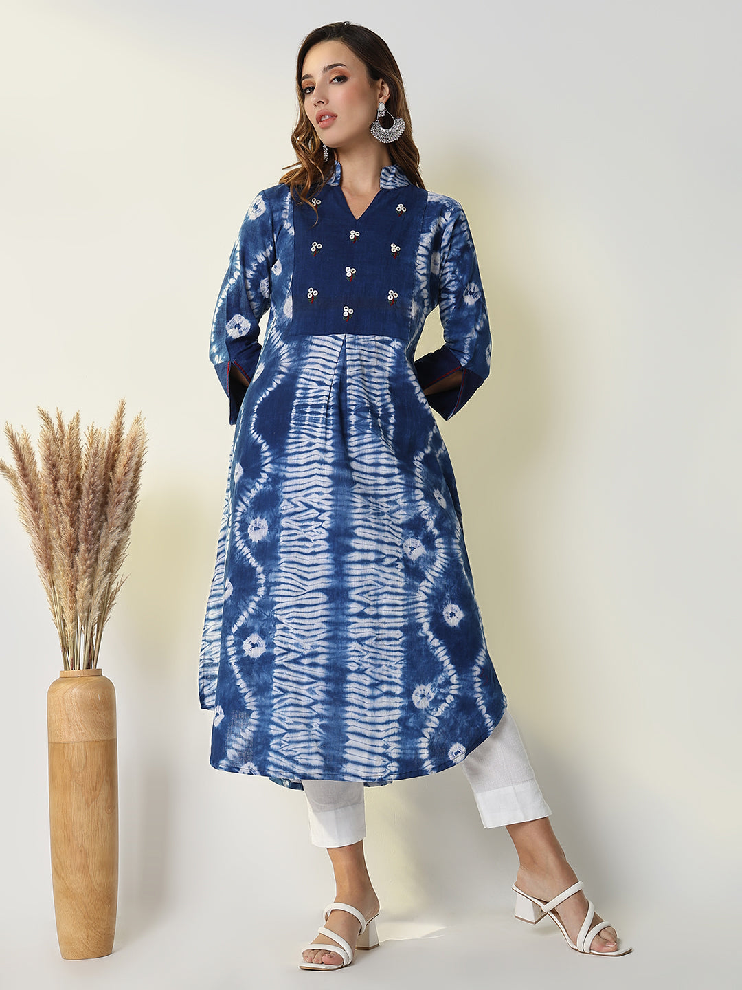 Women Blue Graphic A-Line Kurta