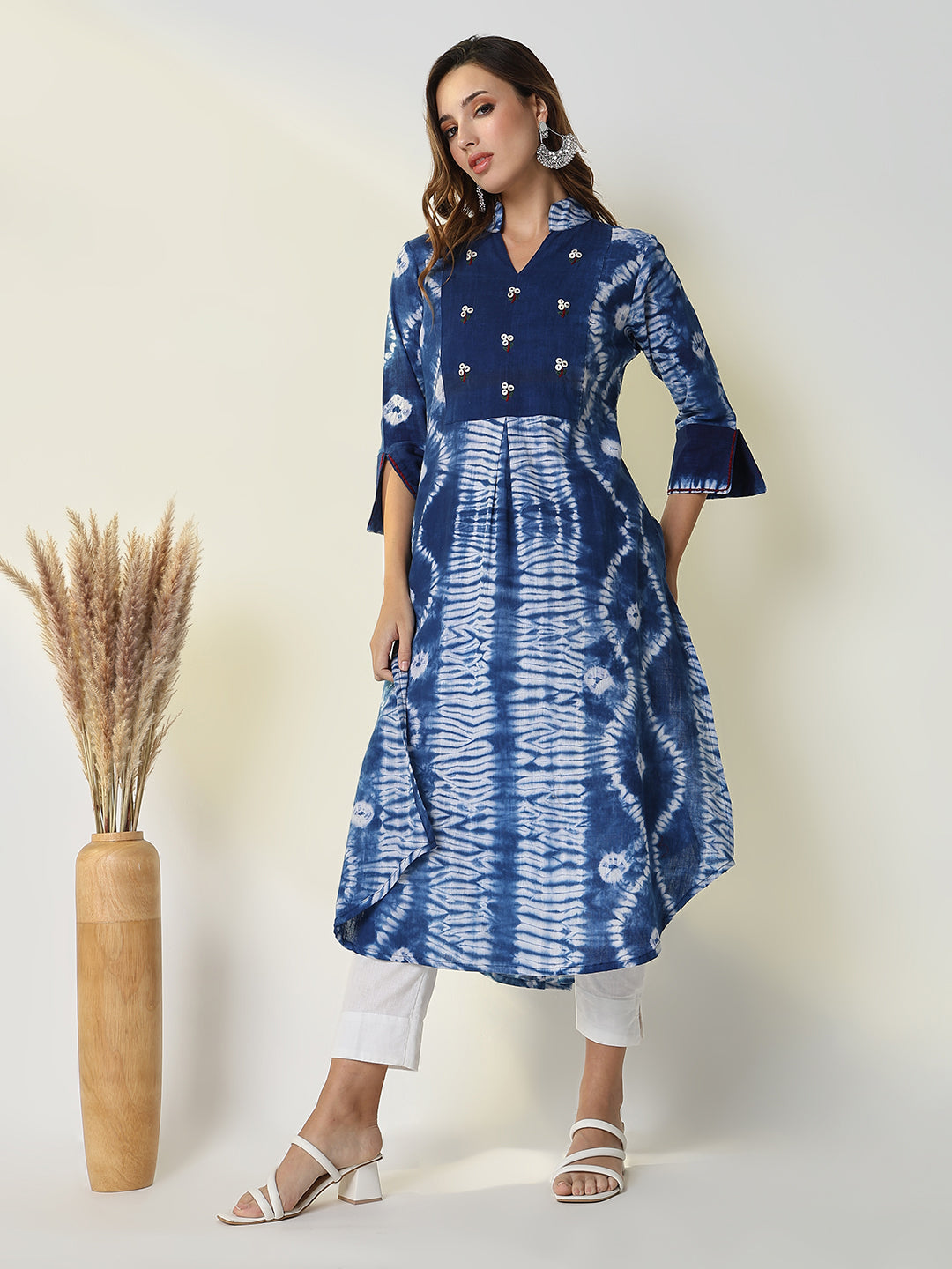 Women Blue Graphic A-Line Kurta