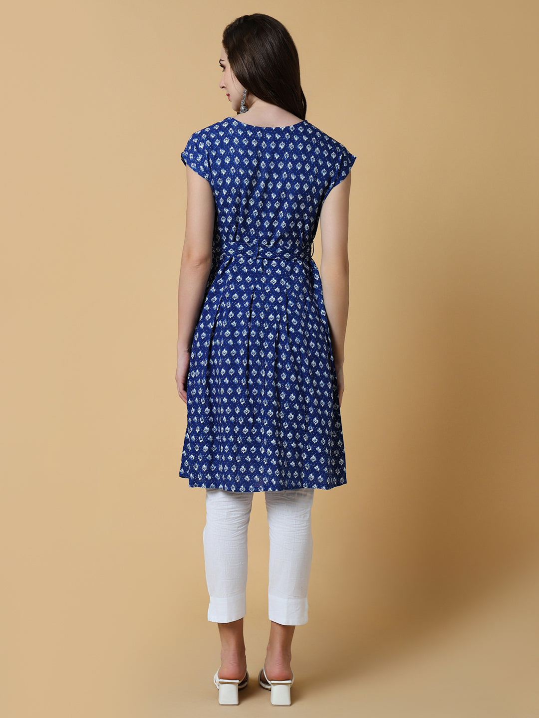 Women Blue Graphic A-Line Kurta