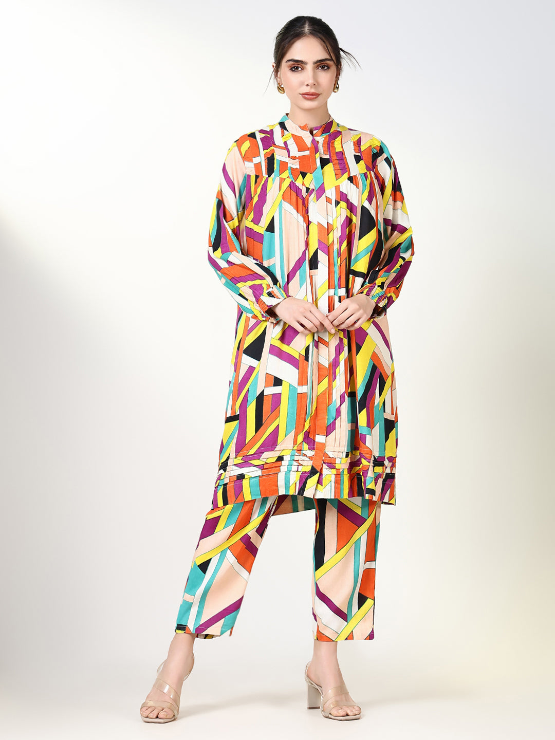 Women Abstract Multi A Line Kurta Set