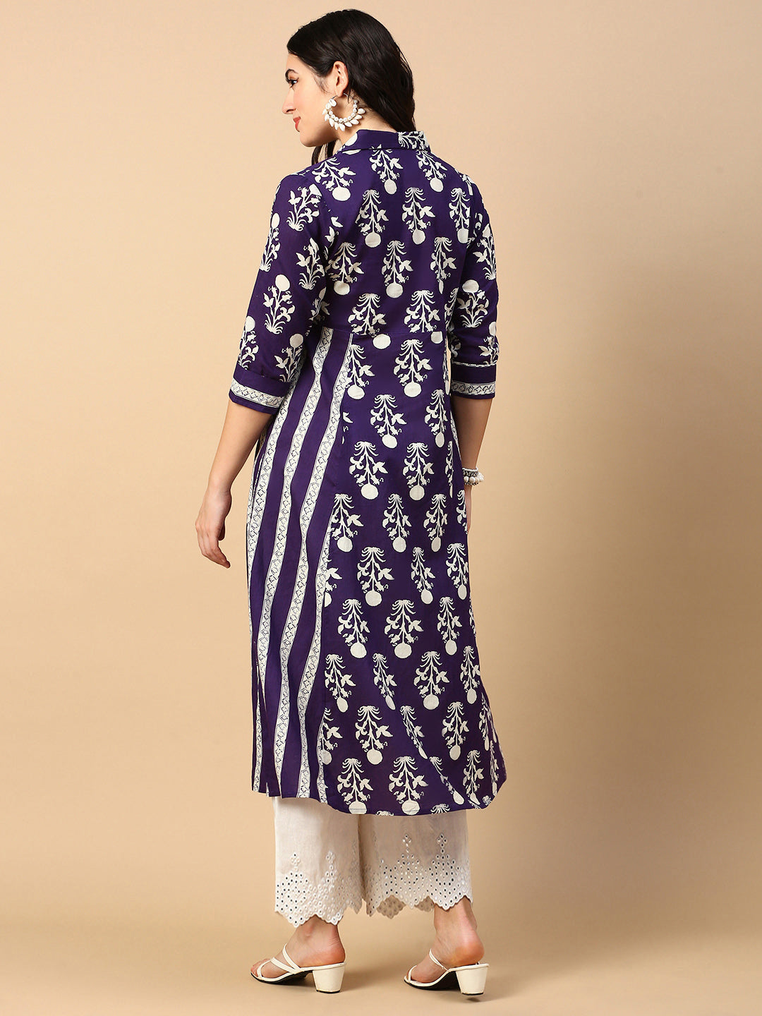 Women Purple Graphic A Line Kurta