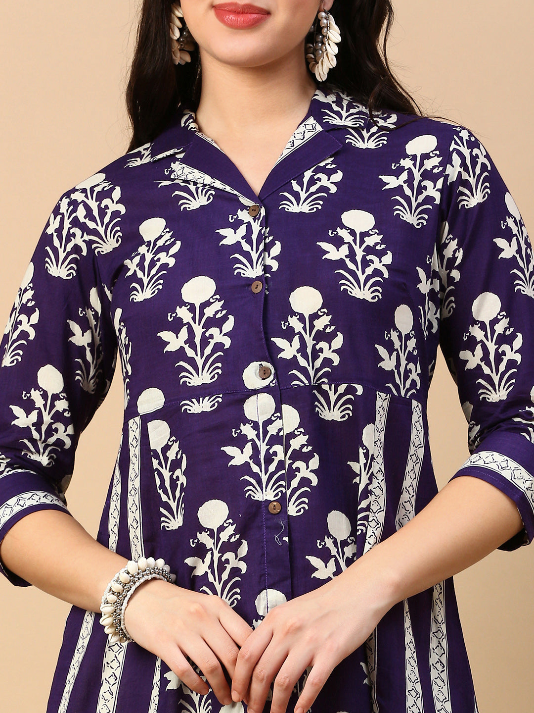 Women Purple Graphic A Line Kurta