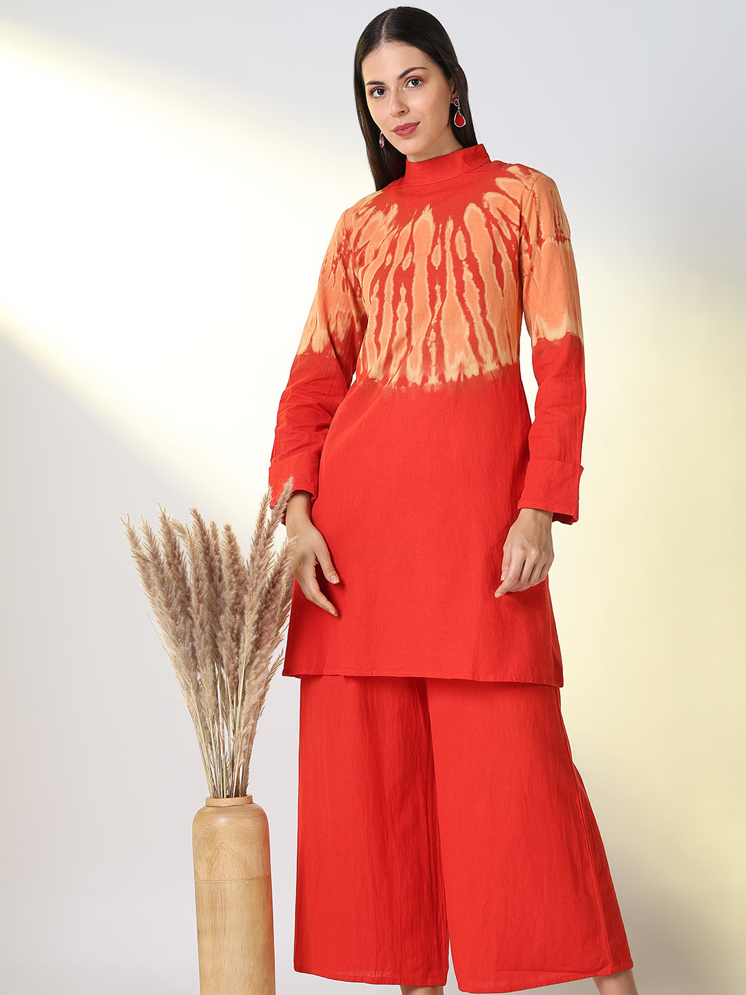 Women Red Dyed Co Ords Set