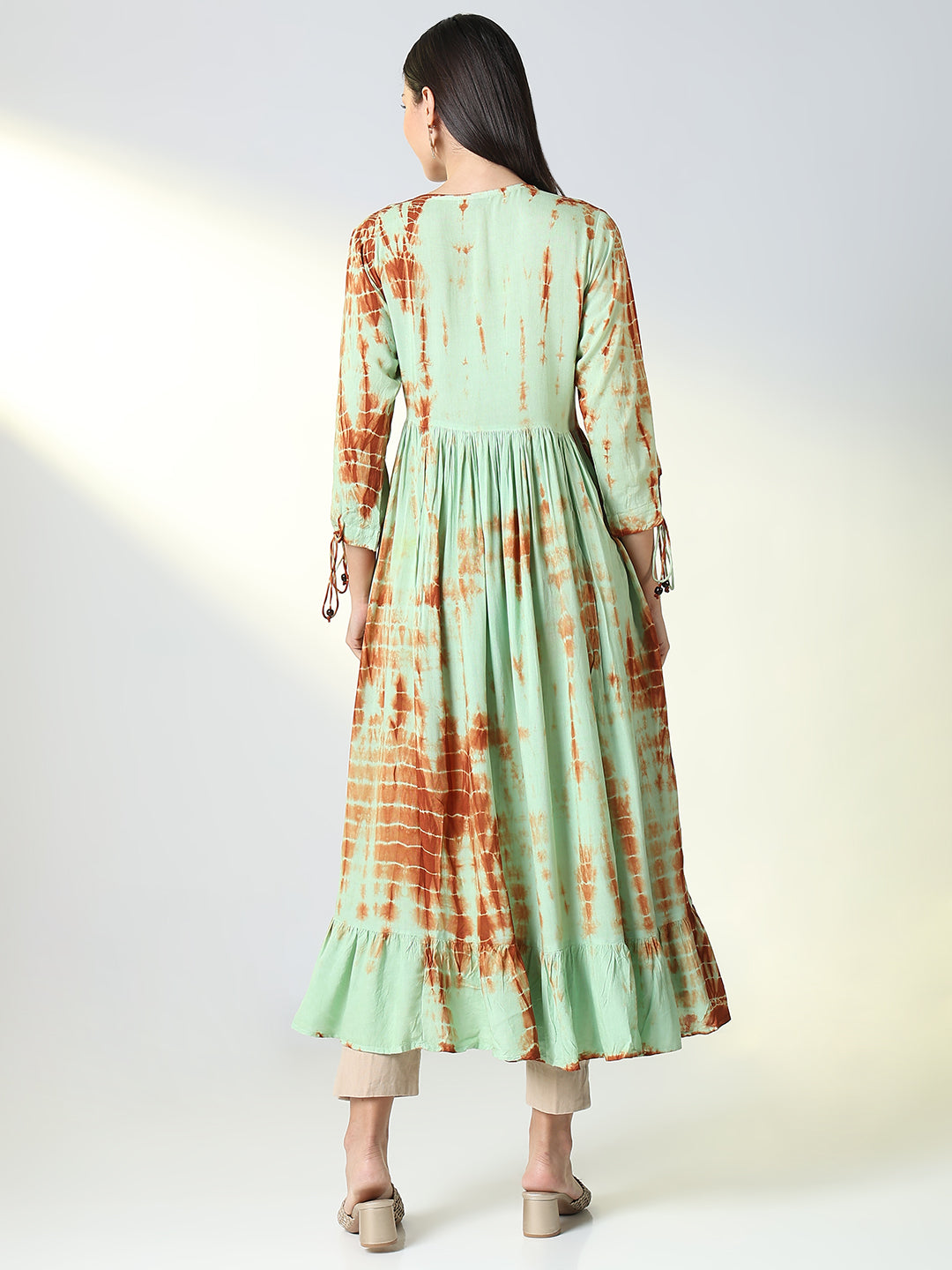 Women Green Abstract Anarkali Kurta