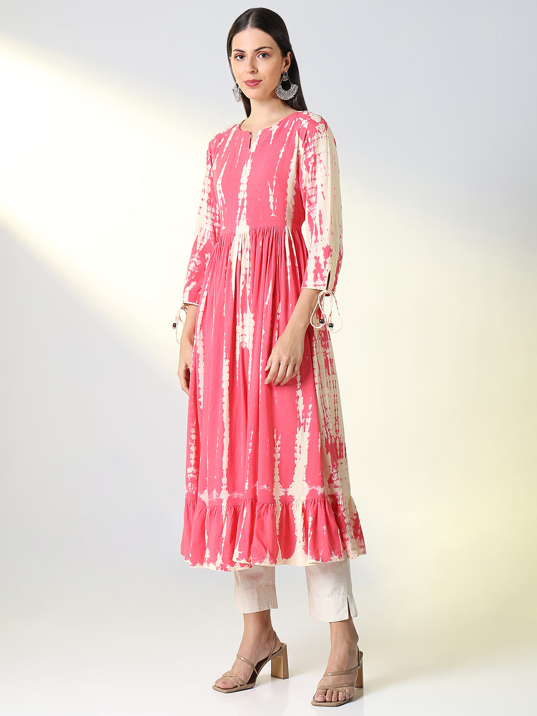 Women Pink Abstract Anarkali Kurta