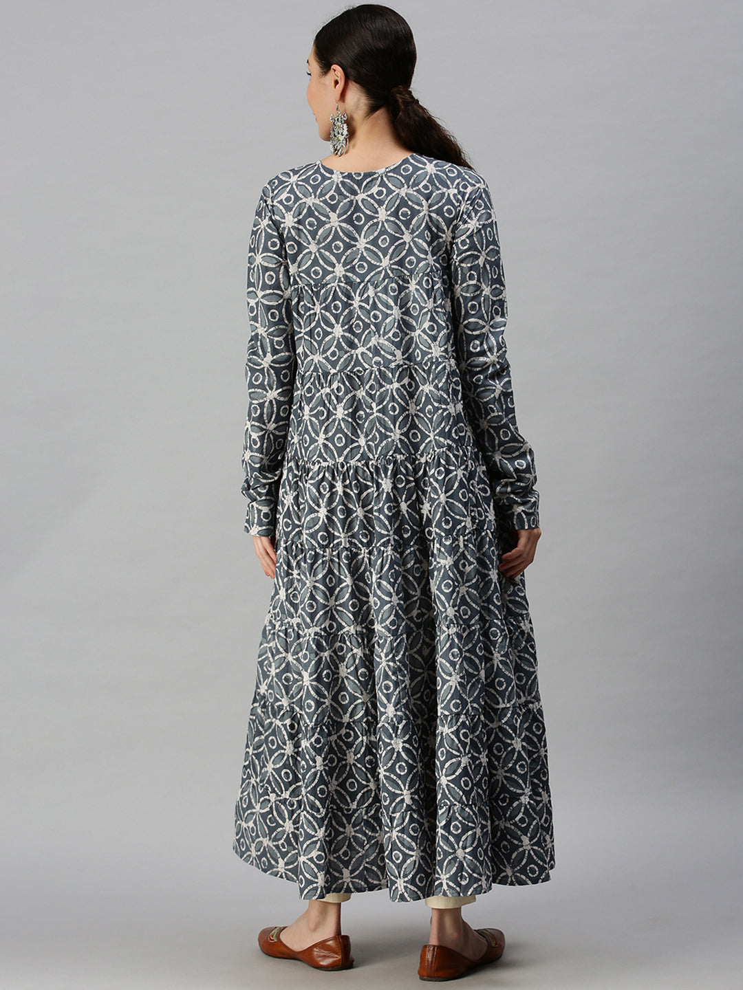 Women Printed Blue Anarkali Kurta