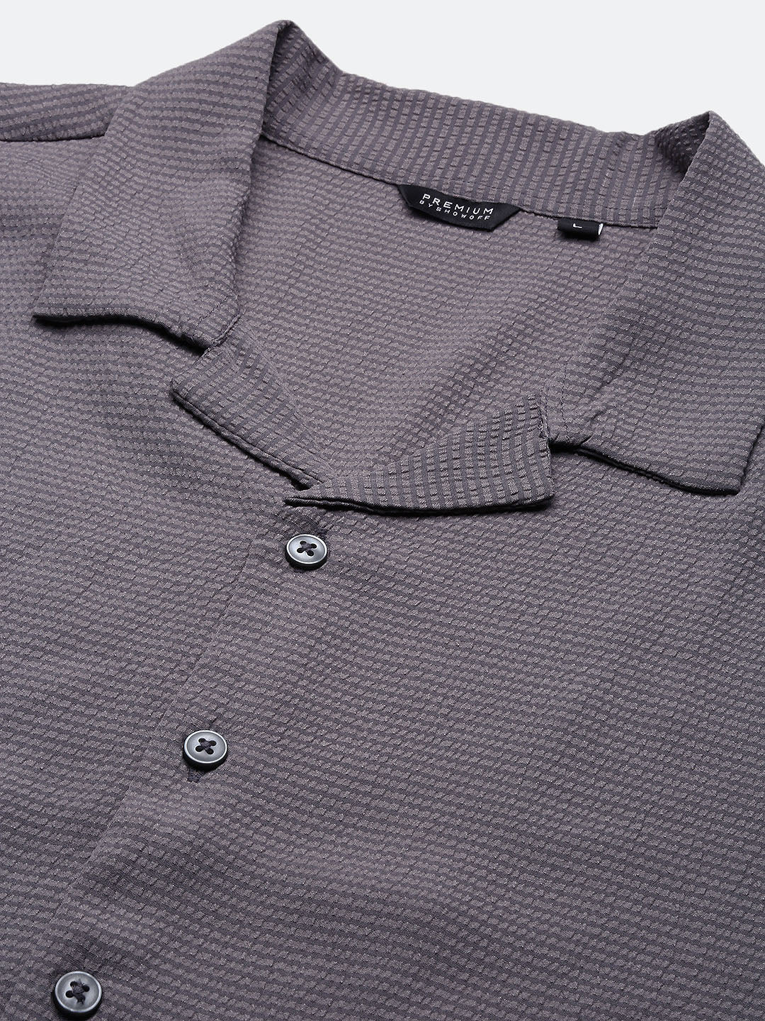 Men Grey Solid Cuban Collar Shirt