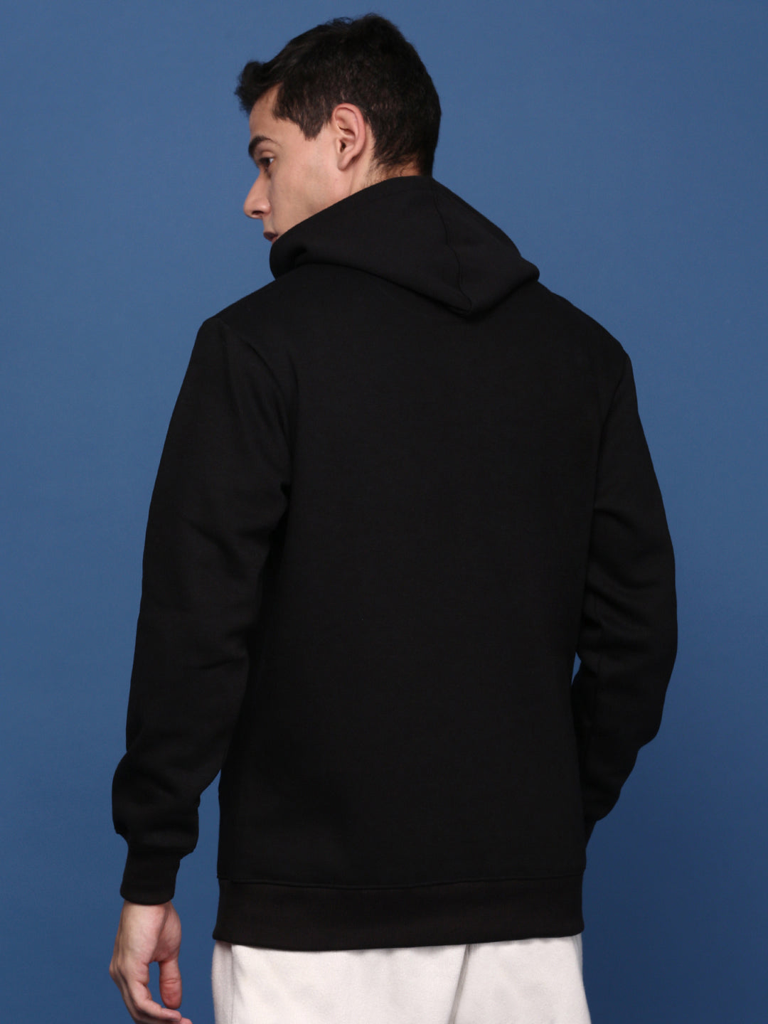 Men Hooded Printed Black Pullover