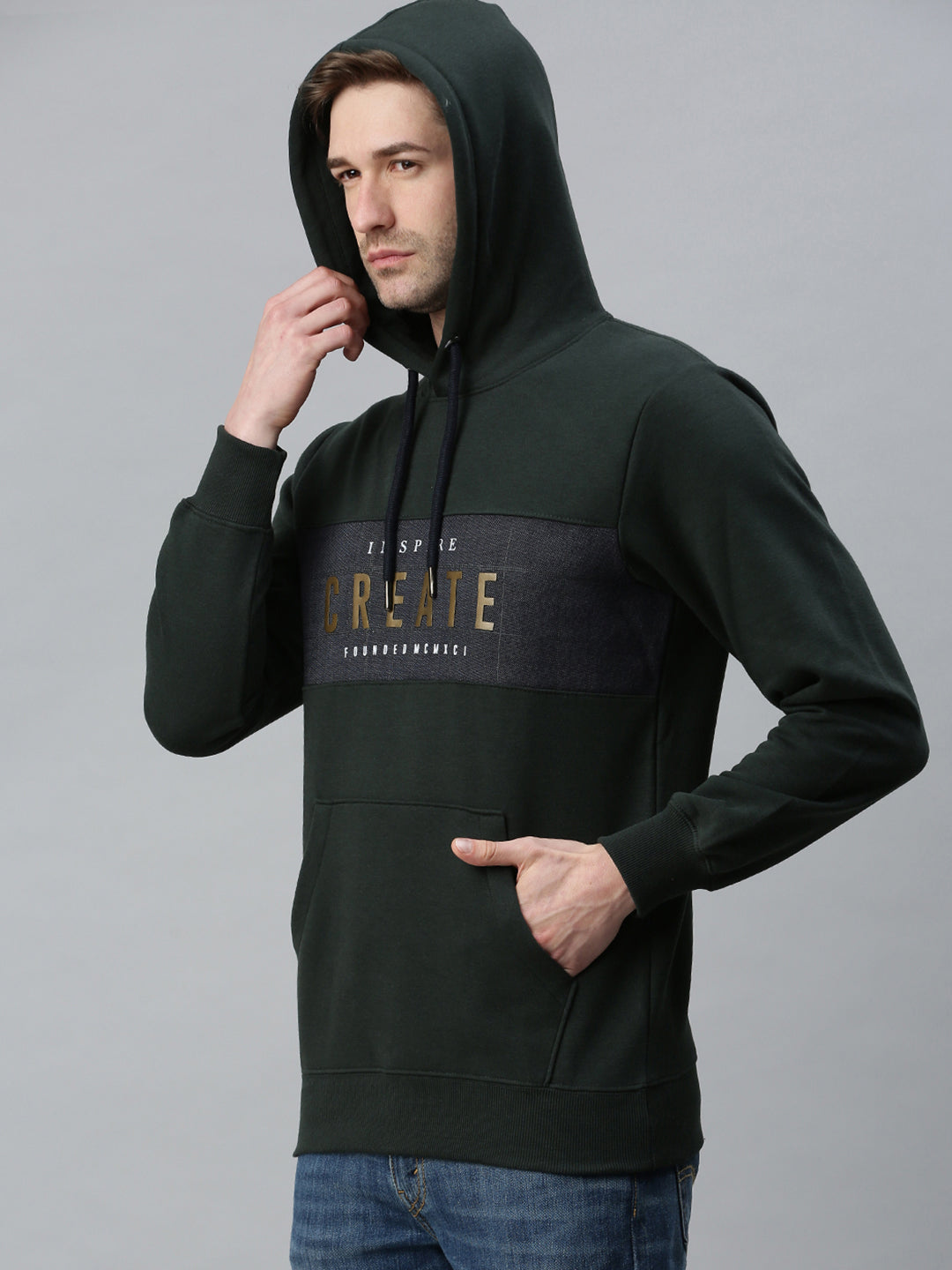 Men Printed Olive Sweatshirt