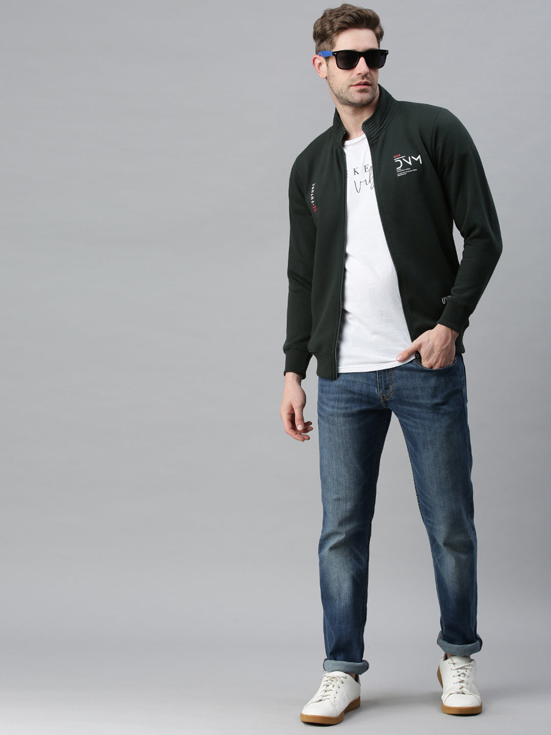 Men Solid Green Sweatshirt