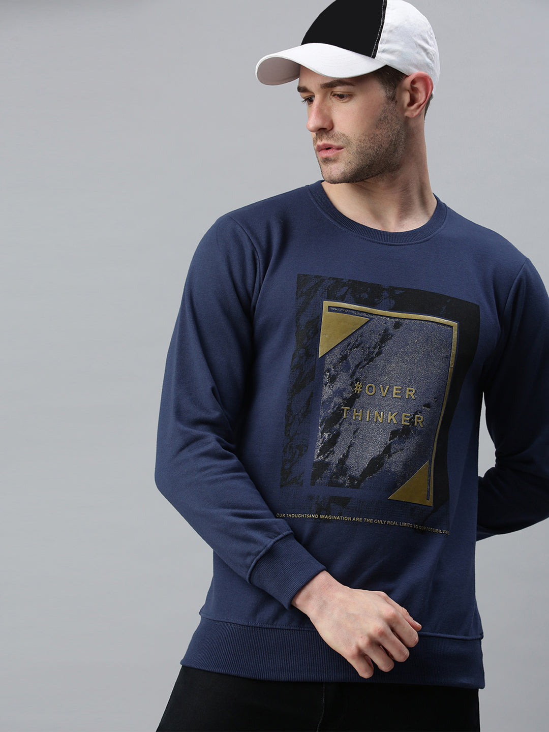 Men Graphic Navy Blue Sweatshirt