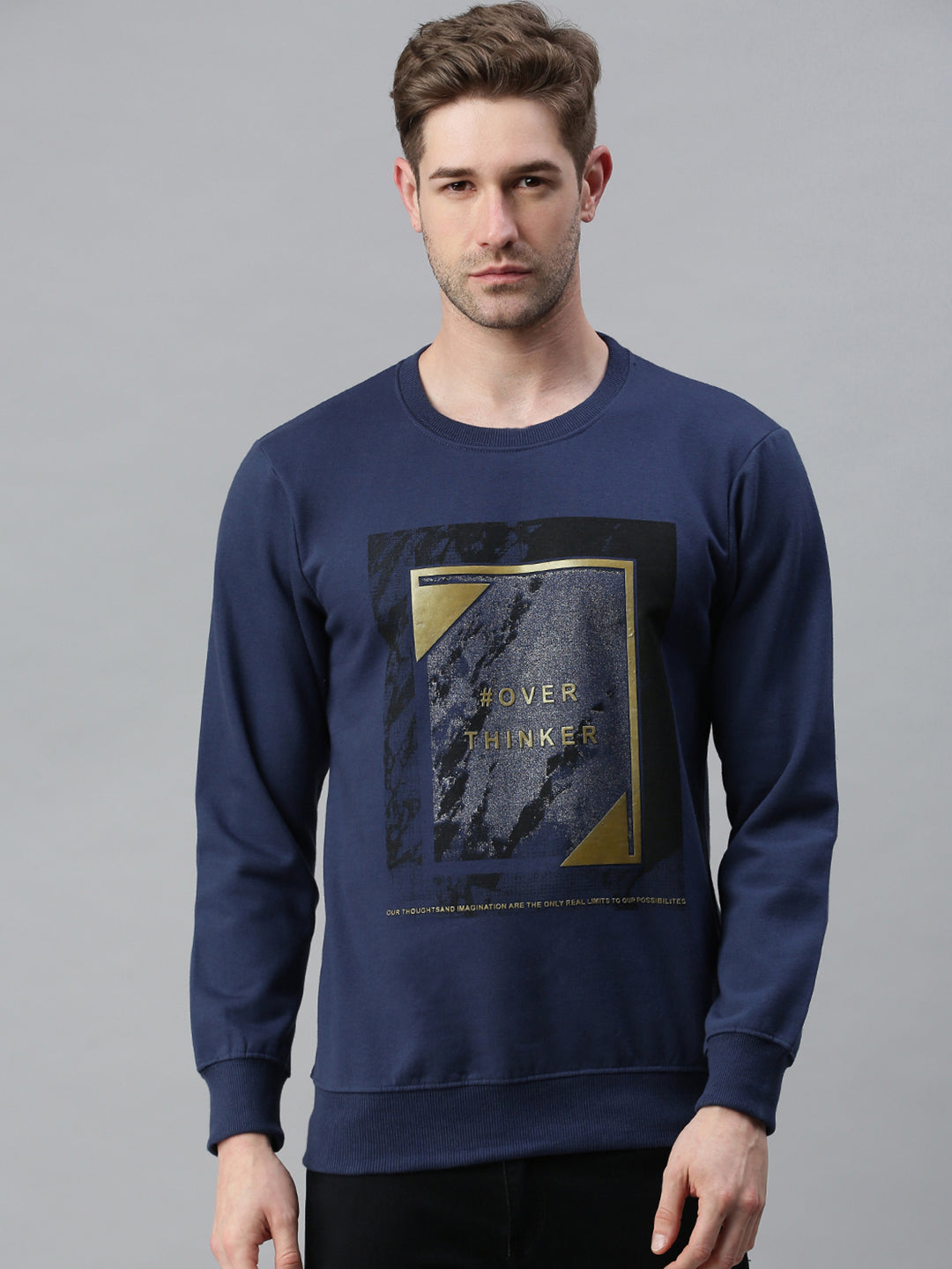 Men Graphic Navy Blue Sweatshirt