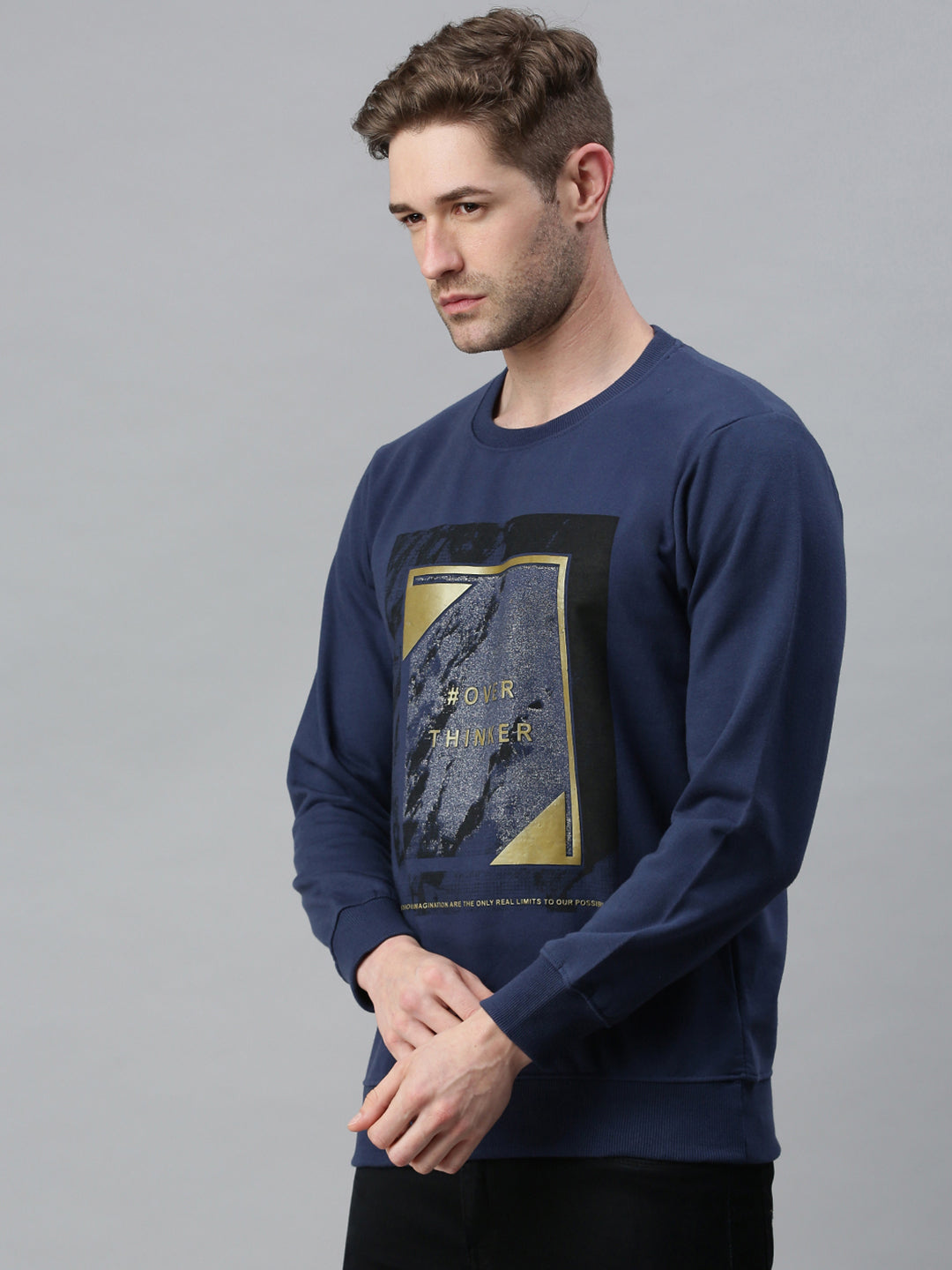 Men Graphic Navy Blue Sweatshirt