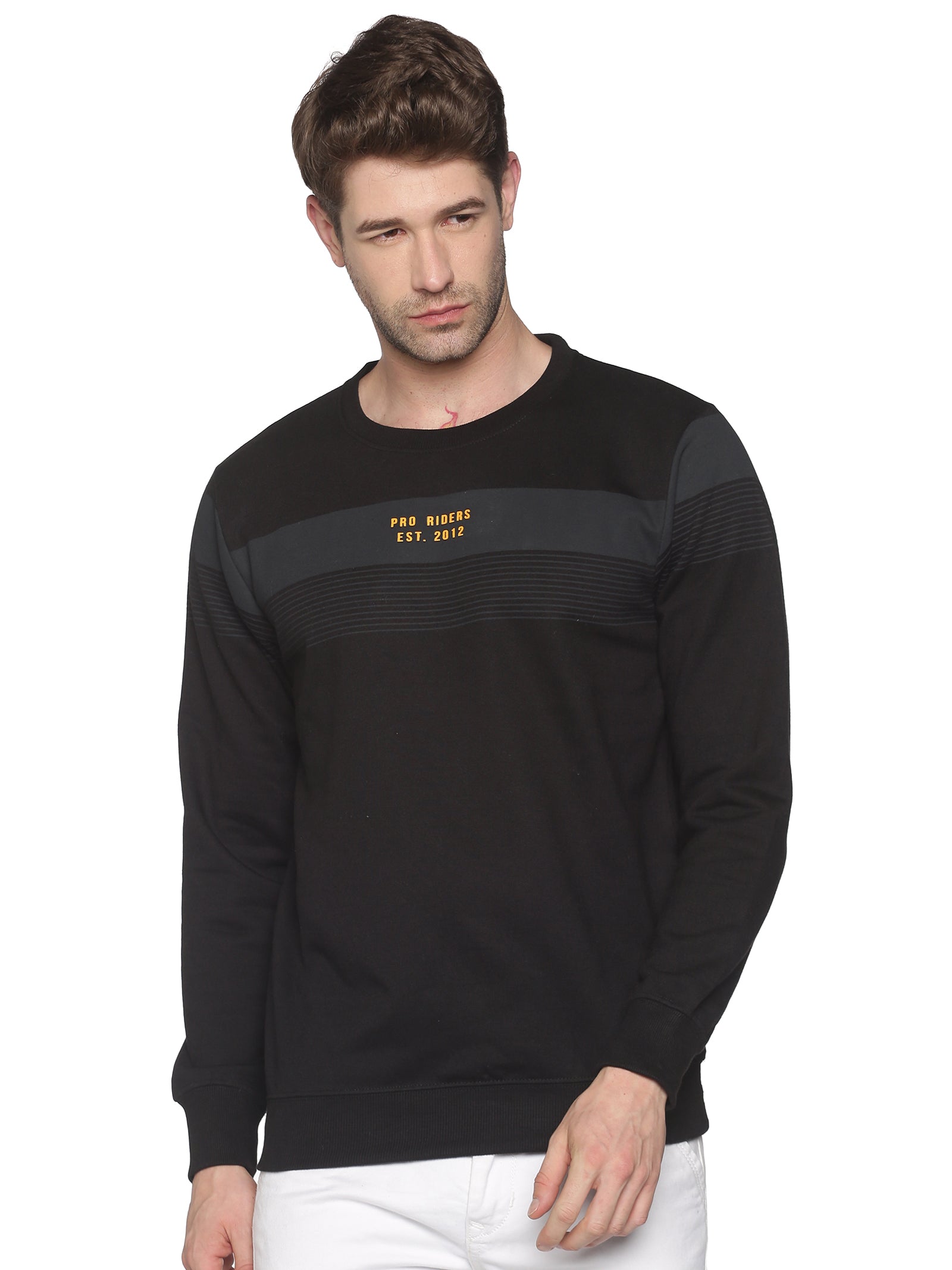 Men Striped Black Sweatshirt