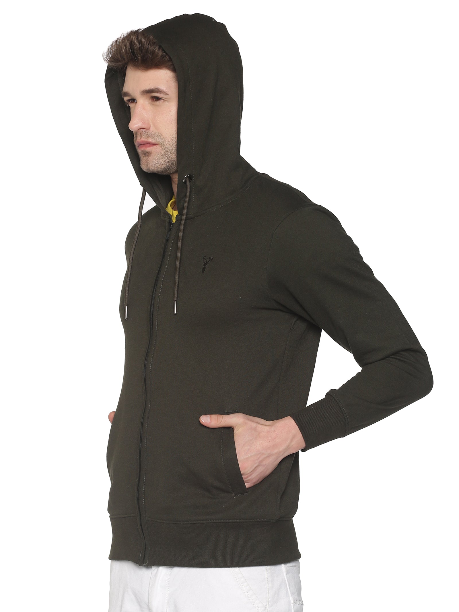 Men Solid Olive Sweatshirt