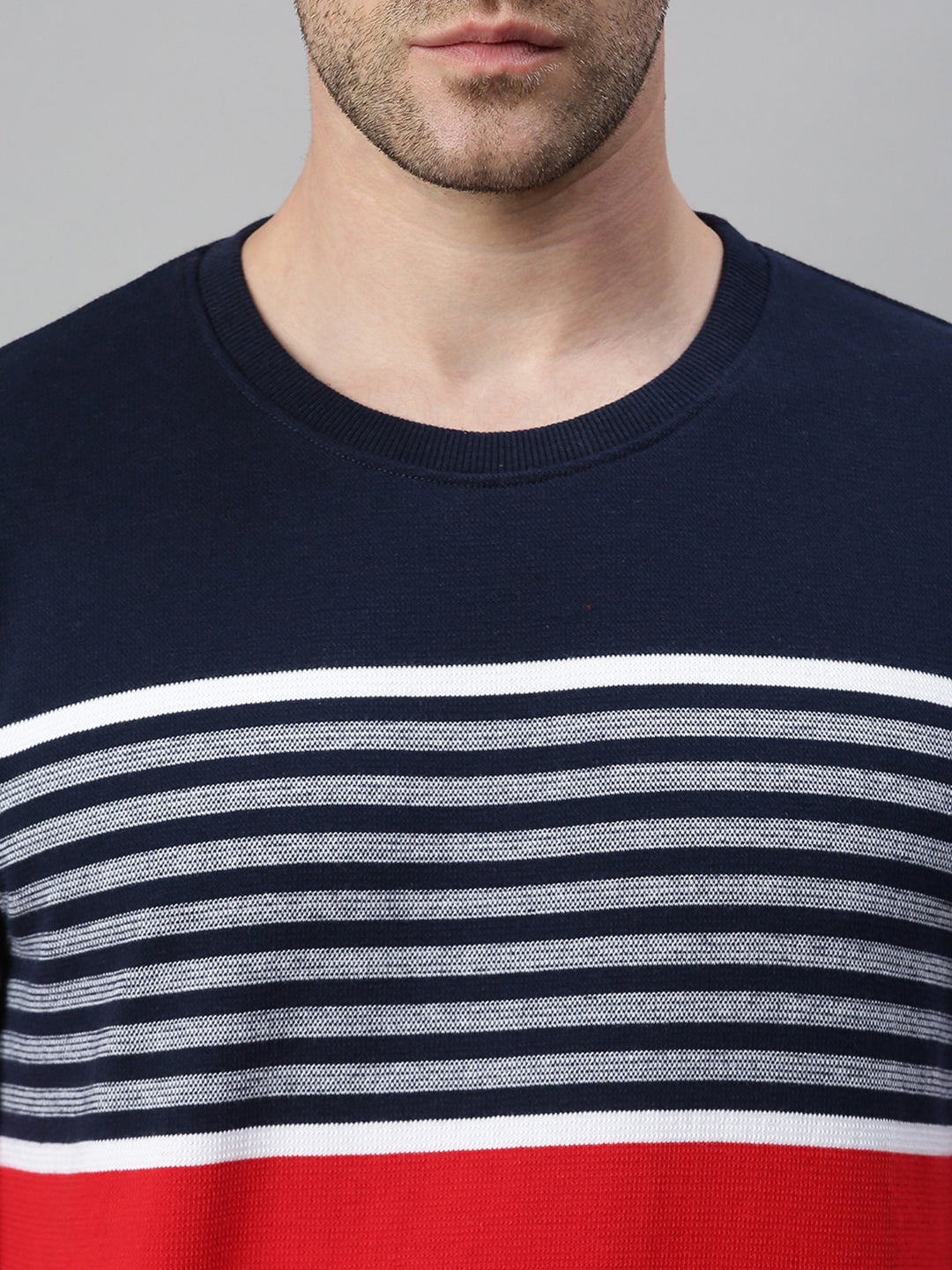 Men Striped Red Sweatshirt