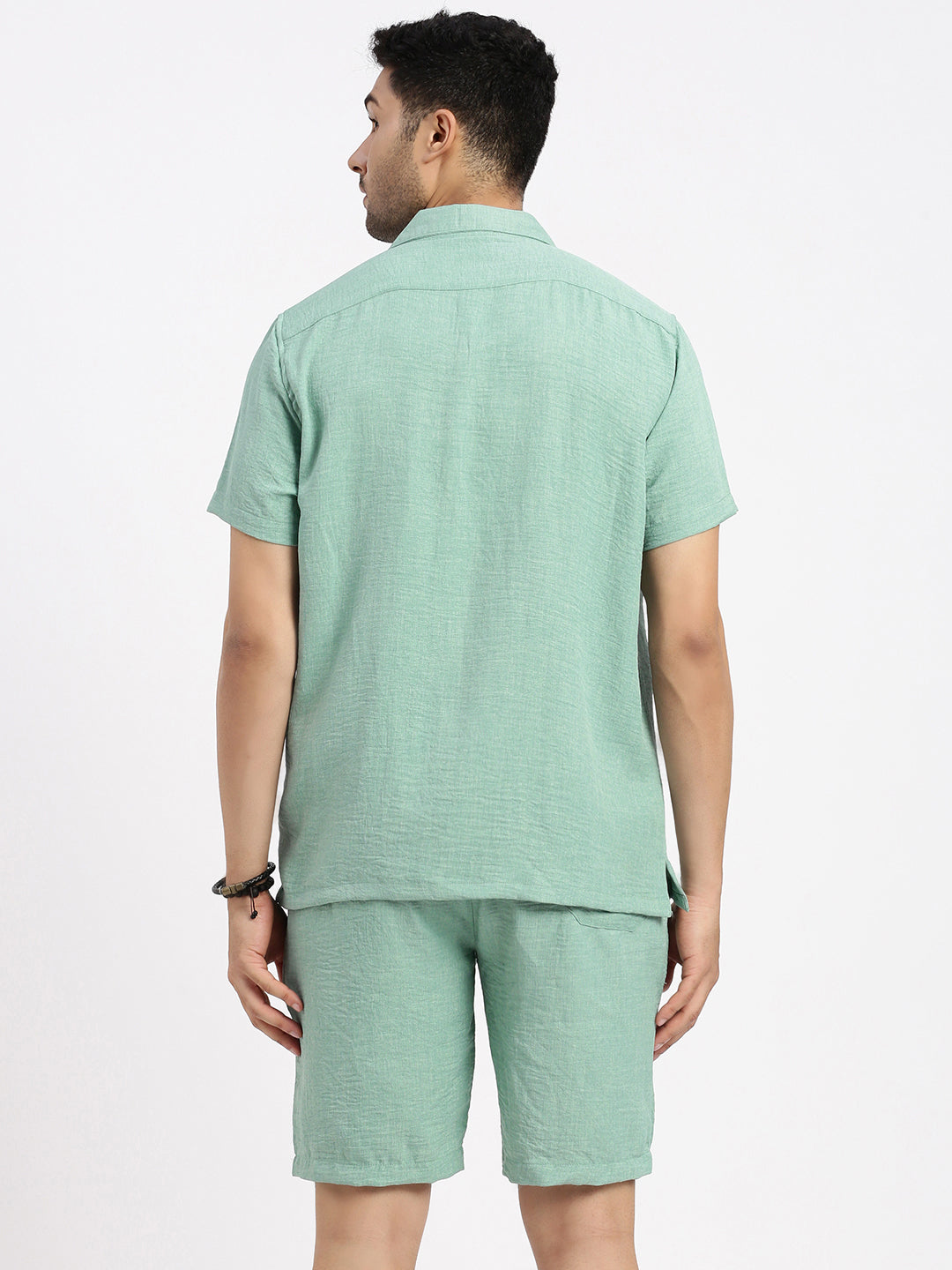 Men Green Solid Co Ords Set