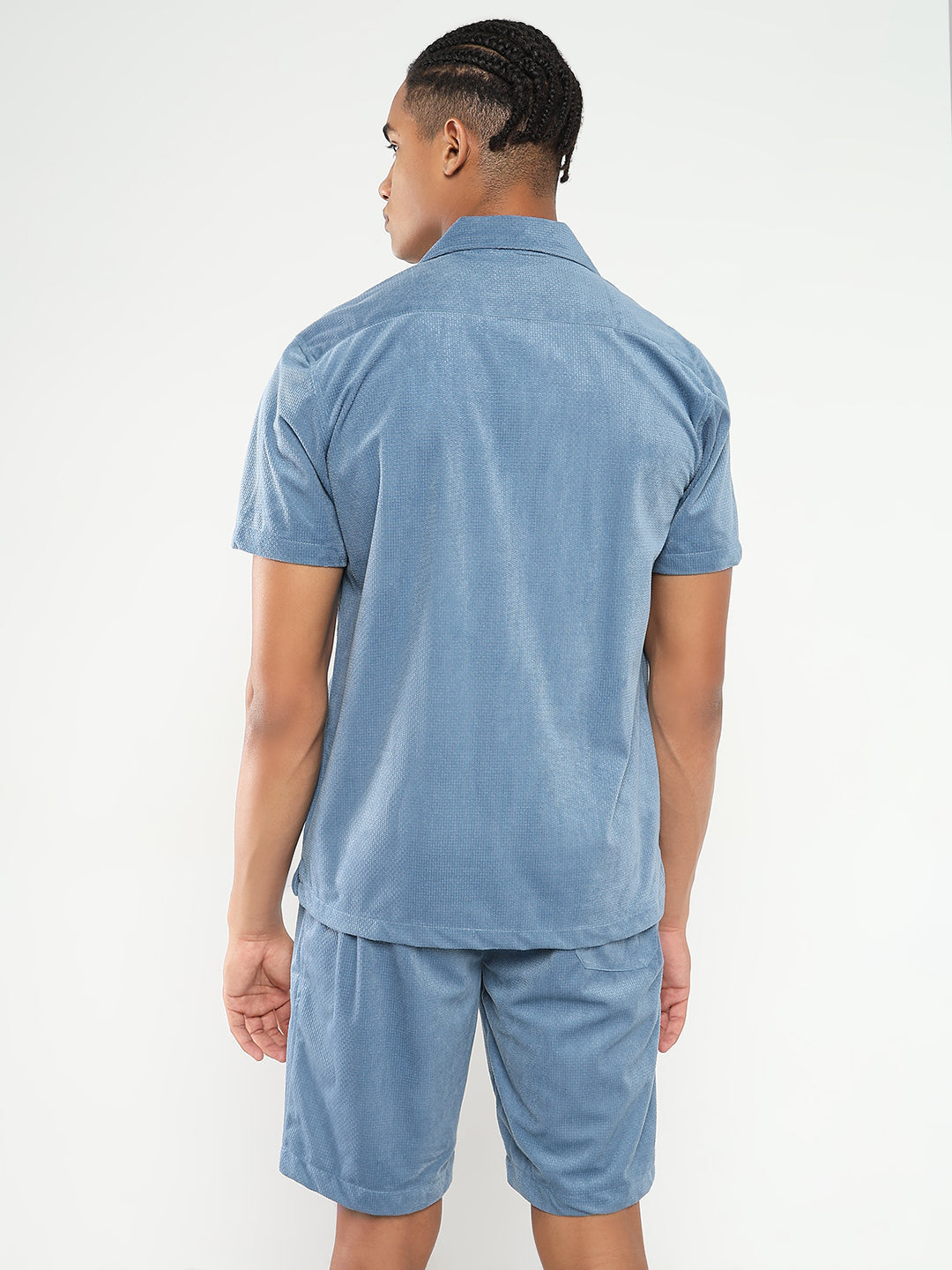 Men Blue Solid Co Ords Set