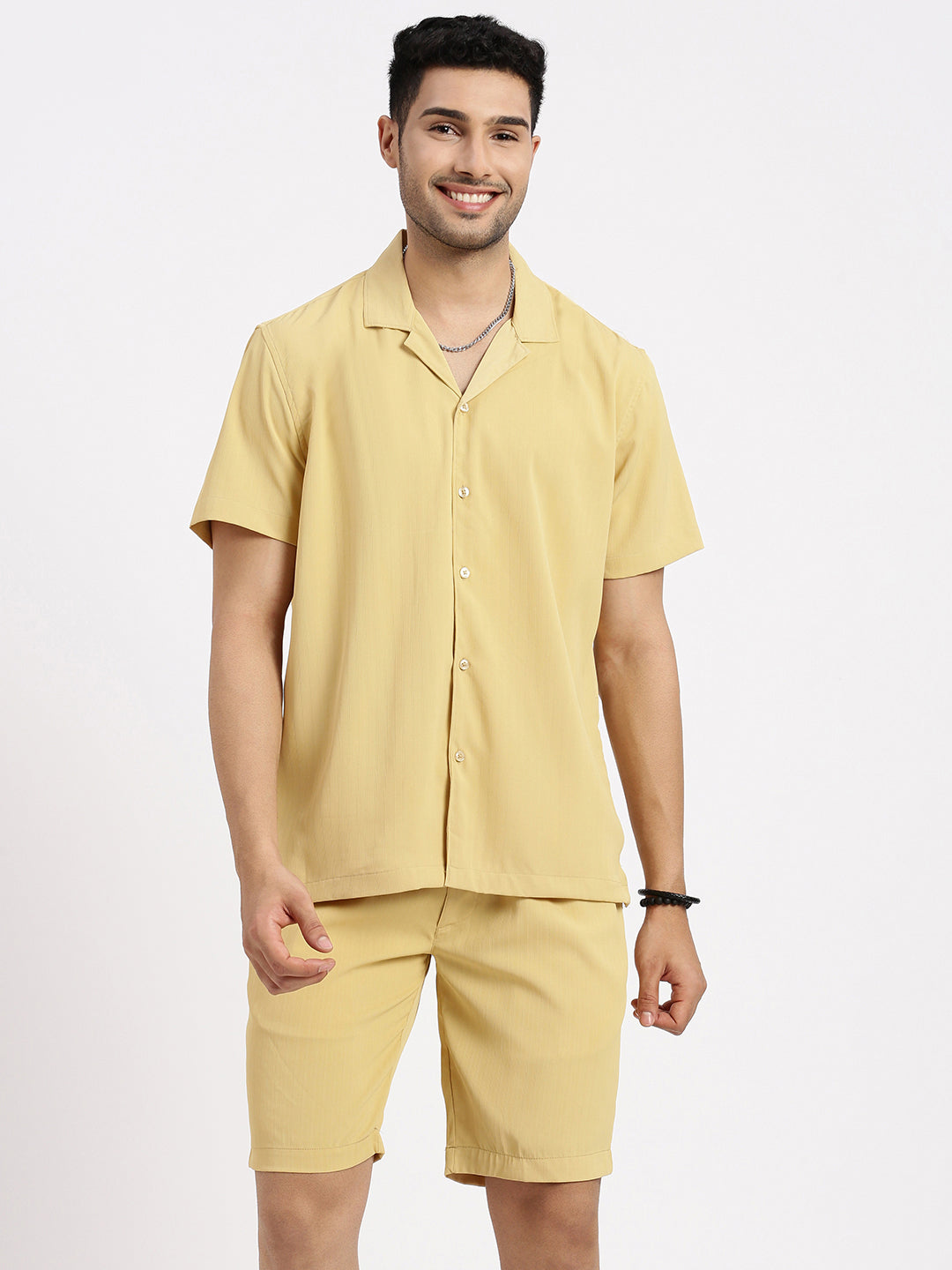 Men Yellow Solid Co Ords Set