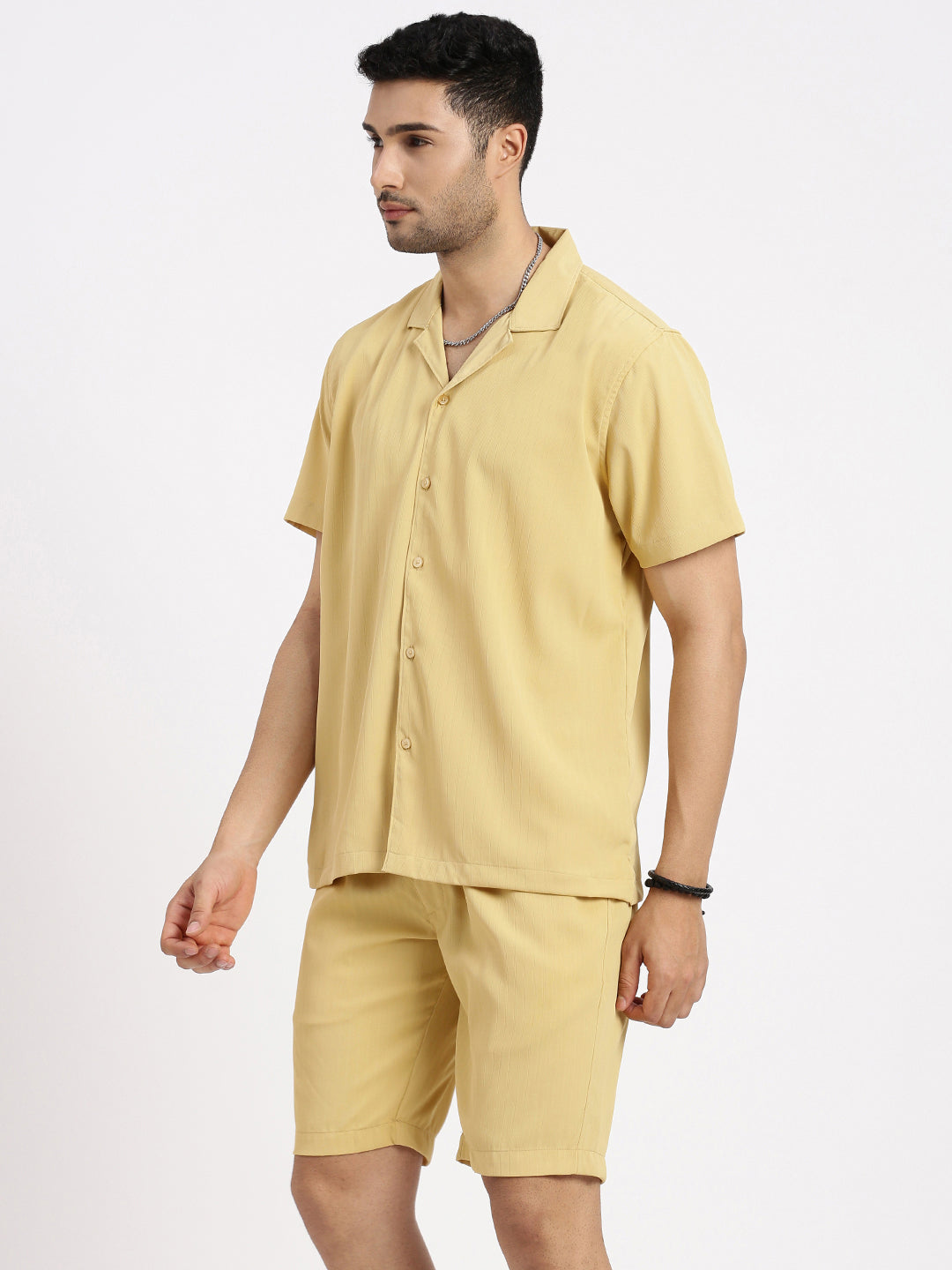 Men Yellow Solid Co Ords Set